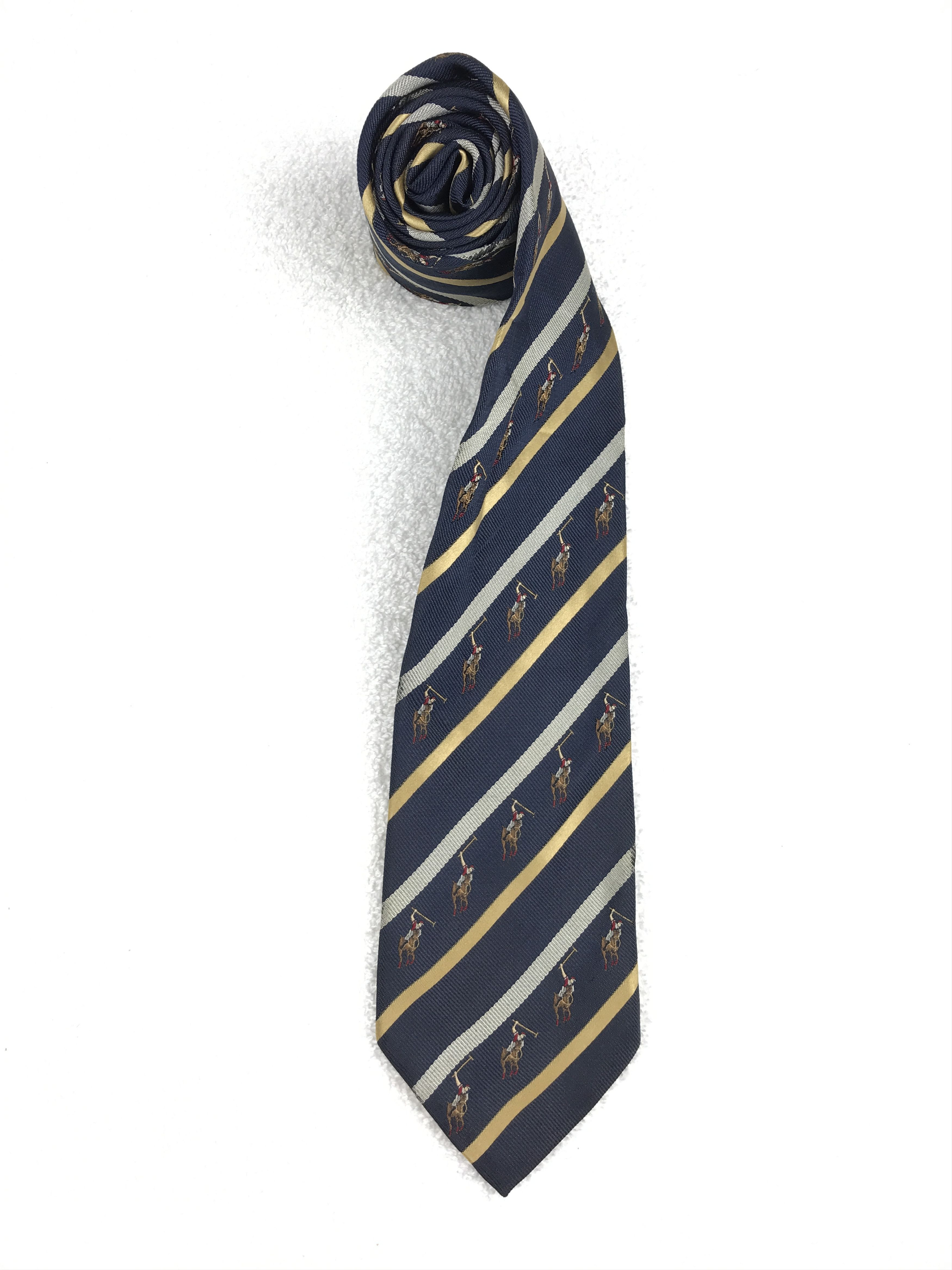 Designer × Polo Ralph Lauren × Vintage Vintage Polo & Racquet Silk Necktie Size ONE SIZE - 2 Thumbnail
