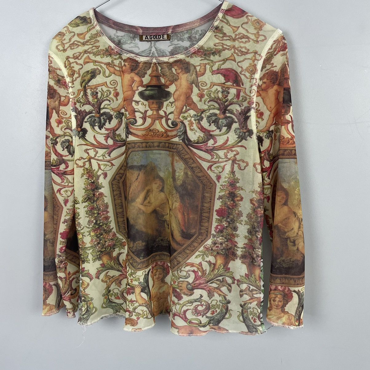 Agolde × Hysteric Glamour Agolde Long Sleeve Angel Renesance Mesh Top y2k Size L / US 10 / IT 46 - 2 Thumbnail