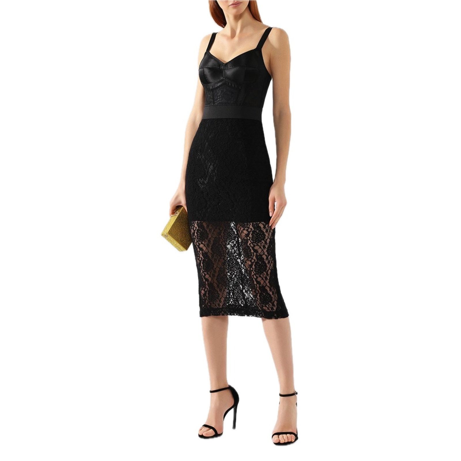 Dolce & Gabbana Dolce & Gabbana Black Sheer Lace Midi Skirt IT 36 US XXS Size 25" / US 0 / IT 36 - 8 Thumbnail