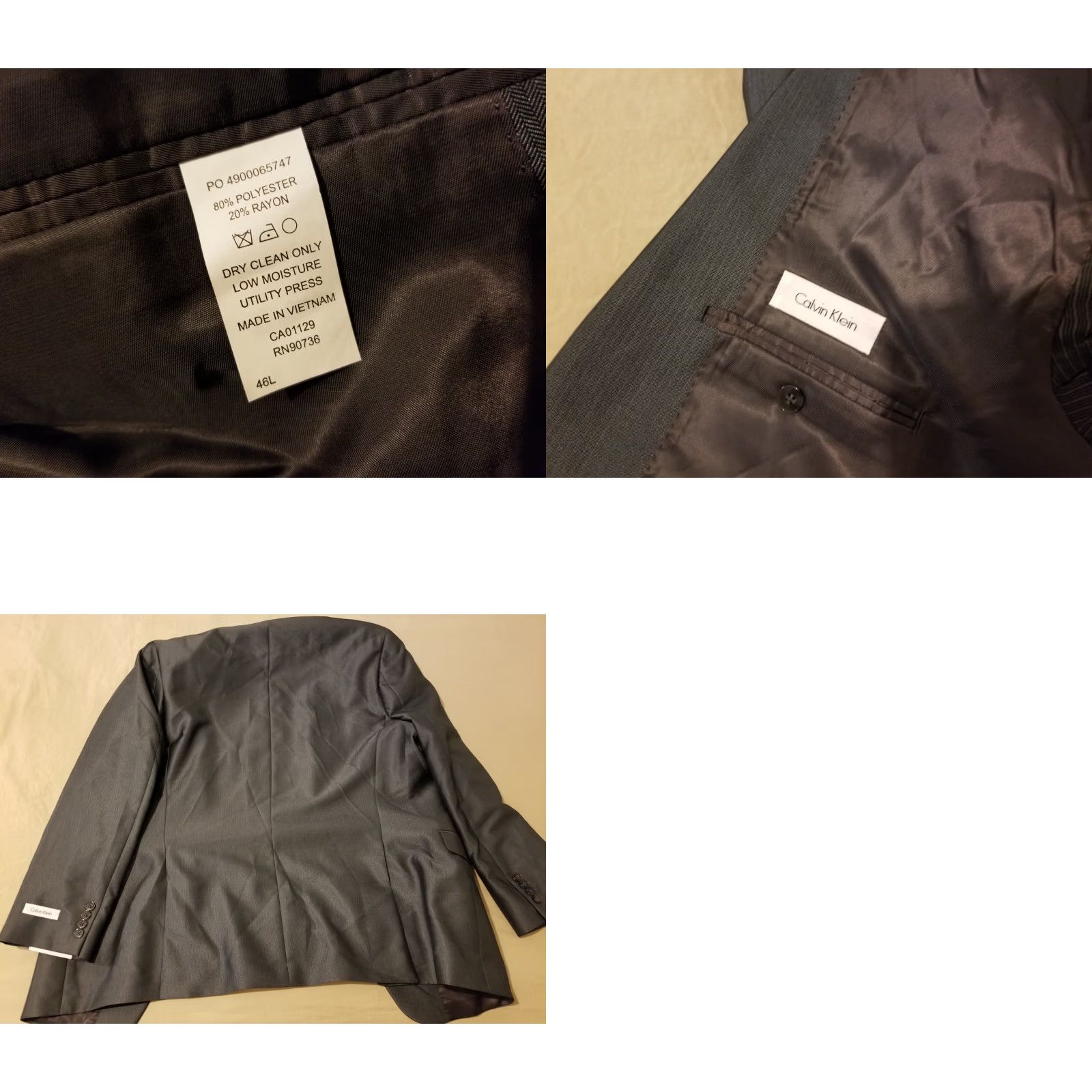 Calvin Klein Calvin Klein Blazer 3-in-1 Jacket Mens Long 46L Gray Sports Jacket Coat Size 46R - 8 Thumbnail