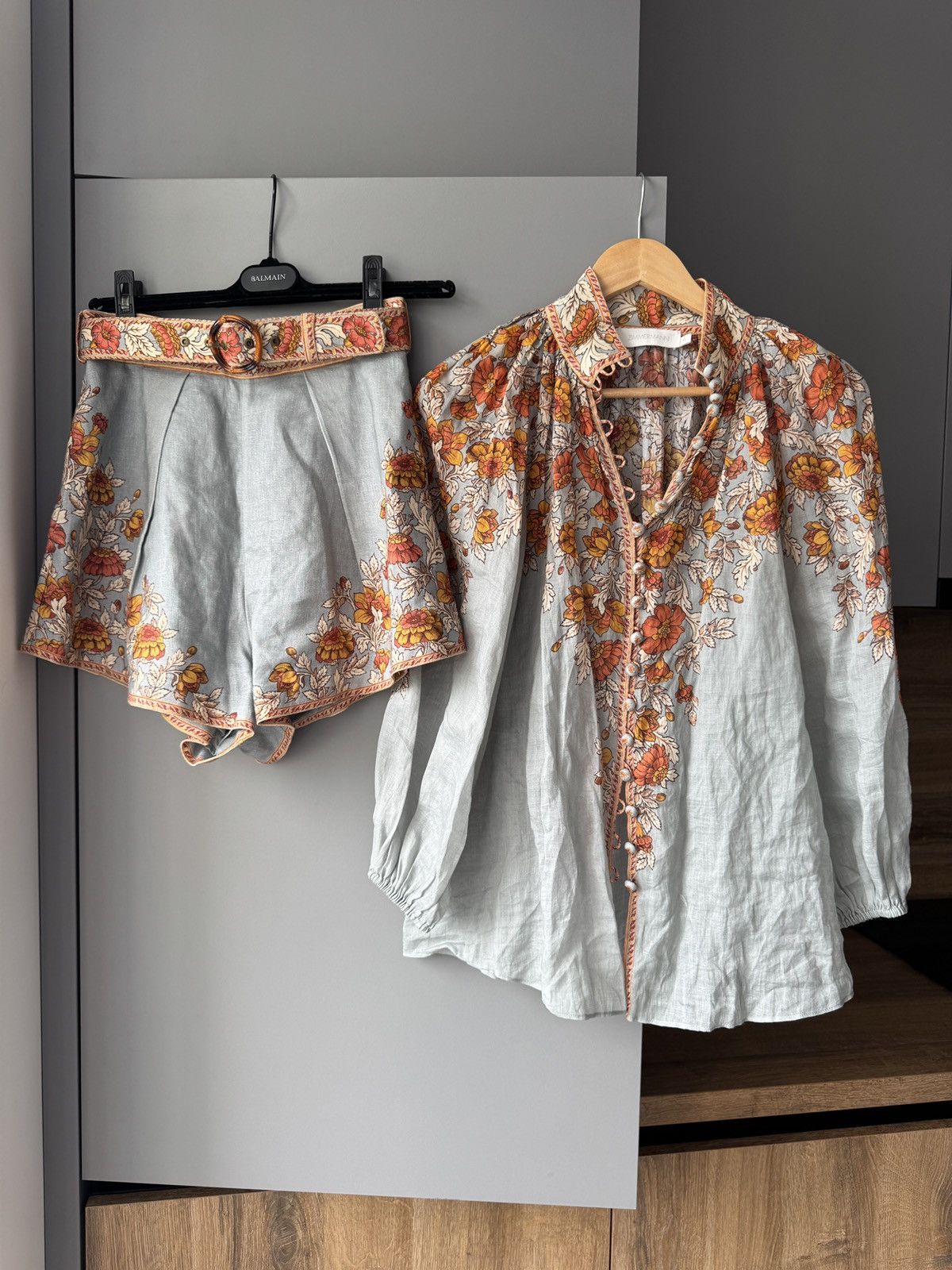 Zimmermann Zimmermann Andie Billow Blouse & Shorts in Dusty Blue Floral Size XS / US 0-2 / IT 36-38 - 2 Thumbnail