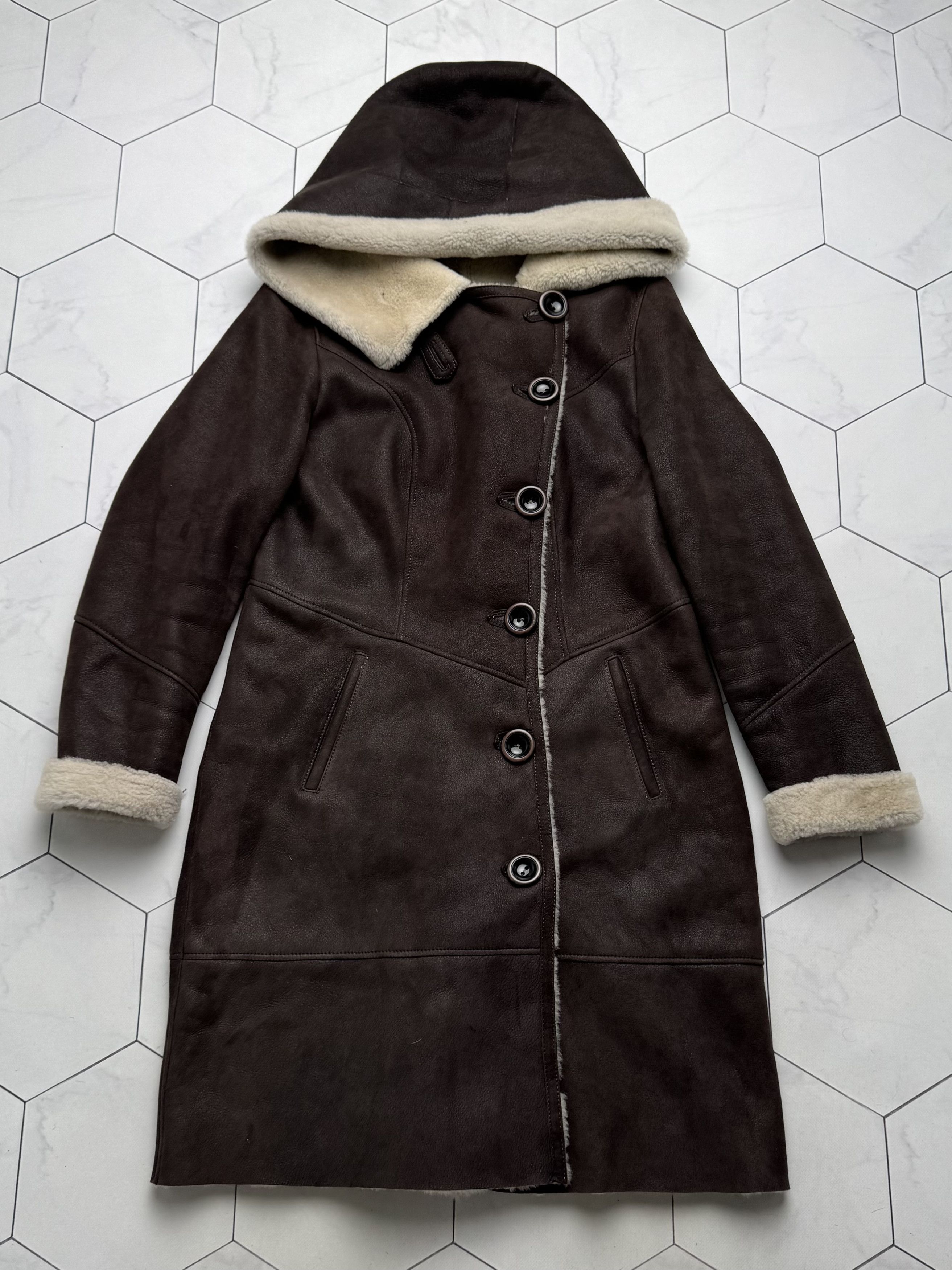 Vintage Vintage Real Sheepskin Hooded Coat(B409)E2D15 Size L / US 10 / IT 46 - 6 Thumbnail