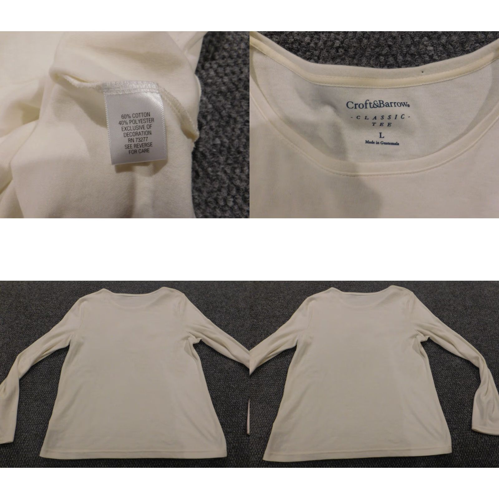 Croft & Barrow Croft & Barrow Womens Blouse L Beige Crew Neck Pullover Casual Long Sleeve Polyester Rayon Stretch Classic Shirt Size L / US 10 / IT 46 - 8 Thumbnail