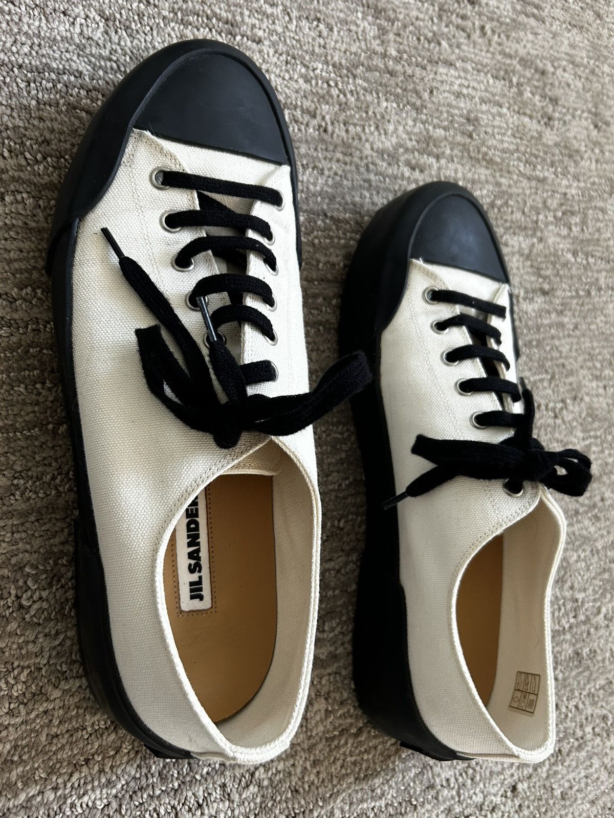 Jil Sander Jill Sander Canvas White and Black Sneakers Size US 10 / EU 43 - 3 Thumbnail