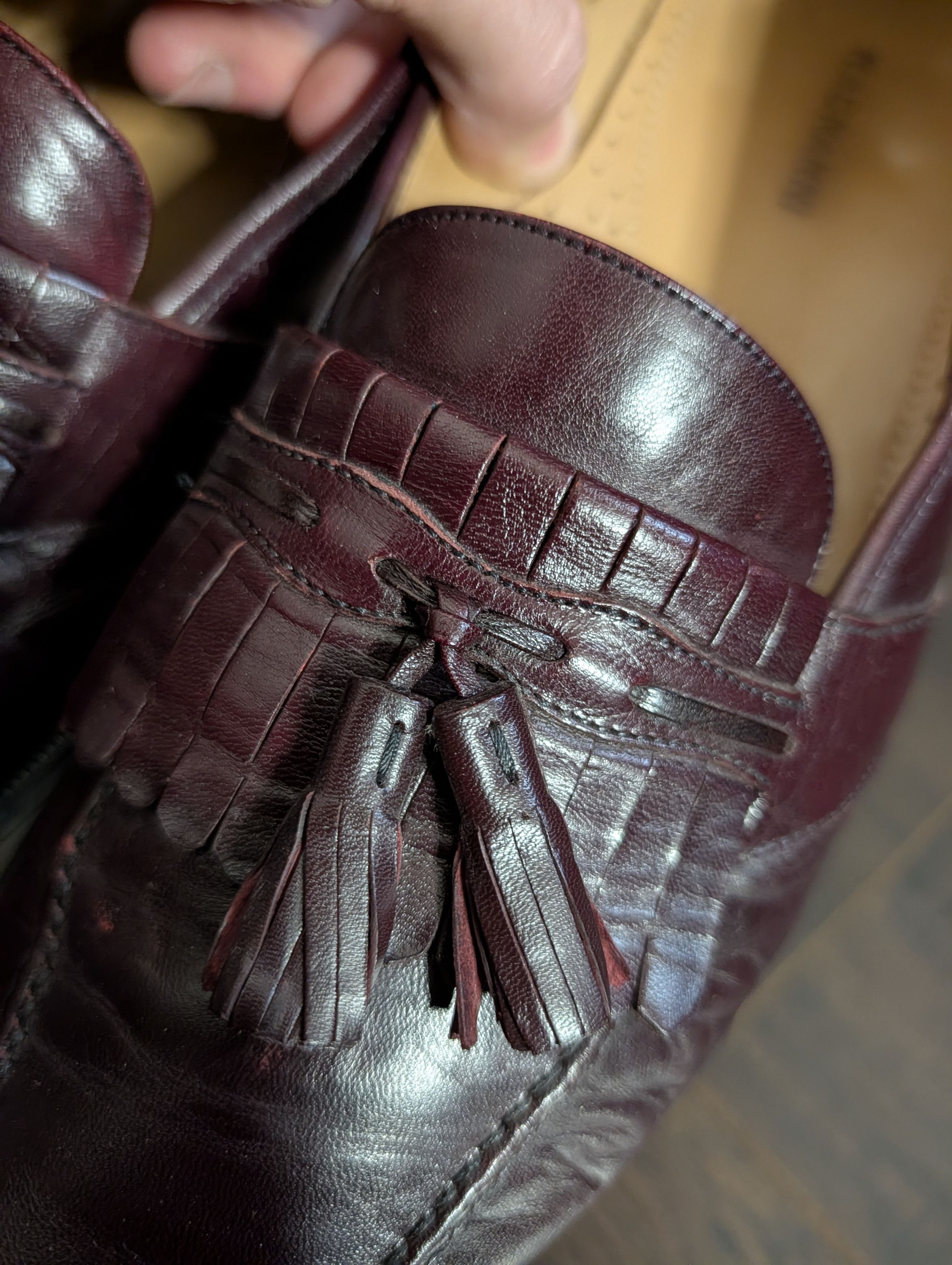 Magnanni Burgundy/Wine Leather Tassel Kiltie Loafers 11.5 Size US 11.5 / EU 44-45 - 6 Thumbnail