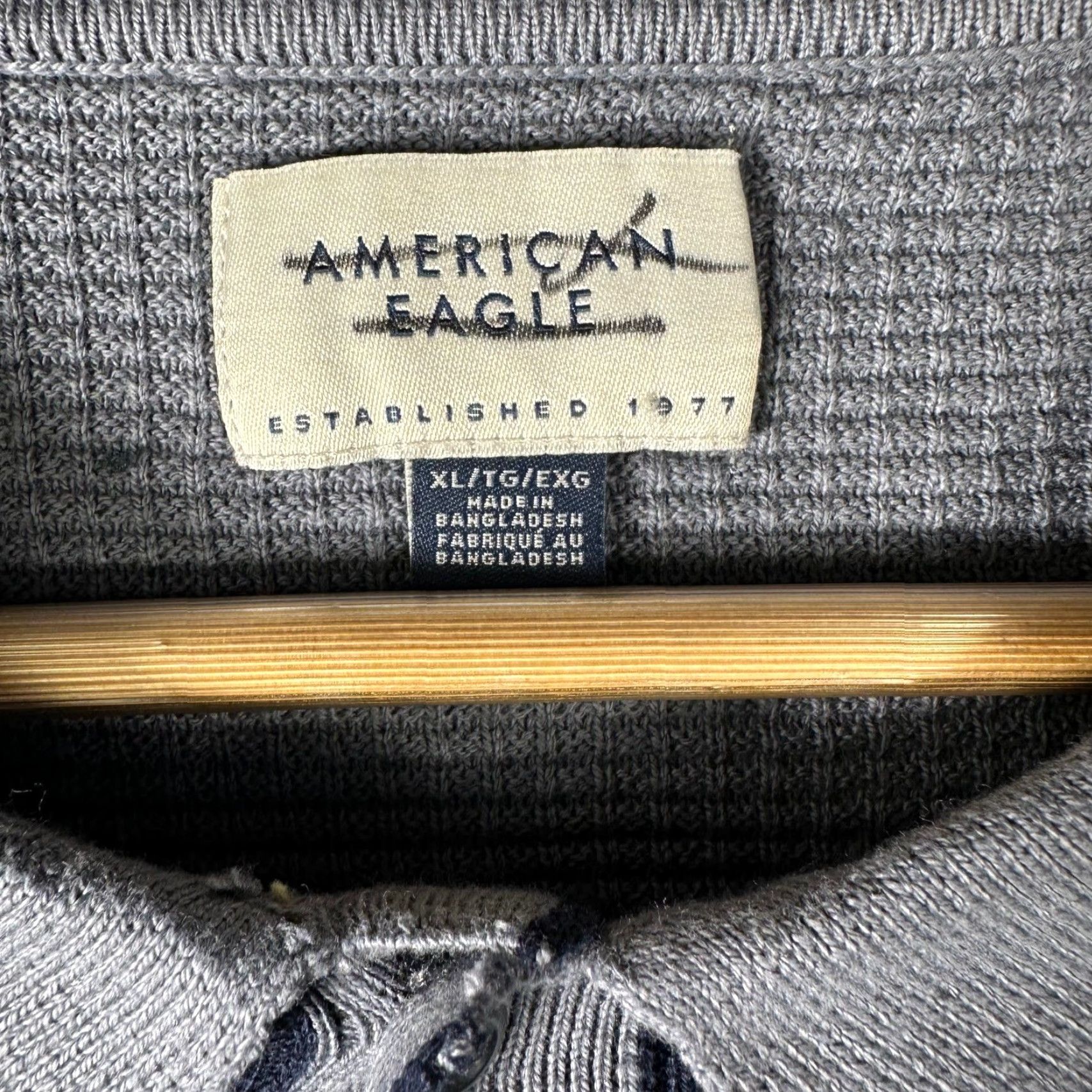 American Eagle Outfitters American Eagle Mens XL Blue Cardigan Sweater Waffle-Knit Button Up 1840 Size US XL / EU 56 / 4 - 2 Thumbnail