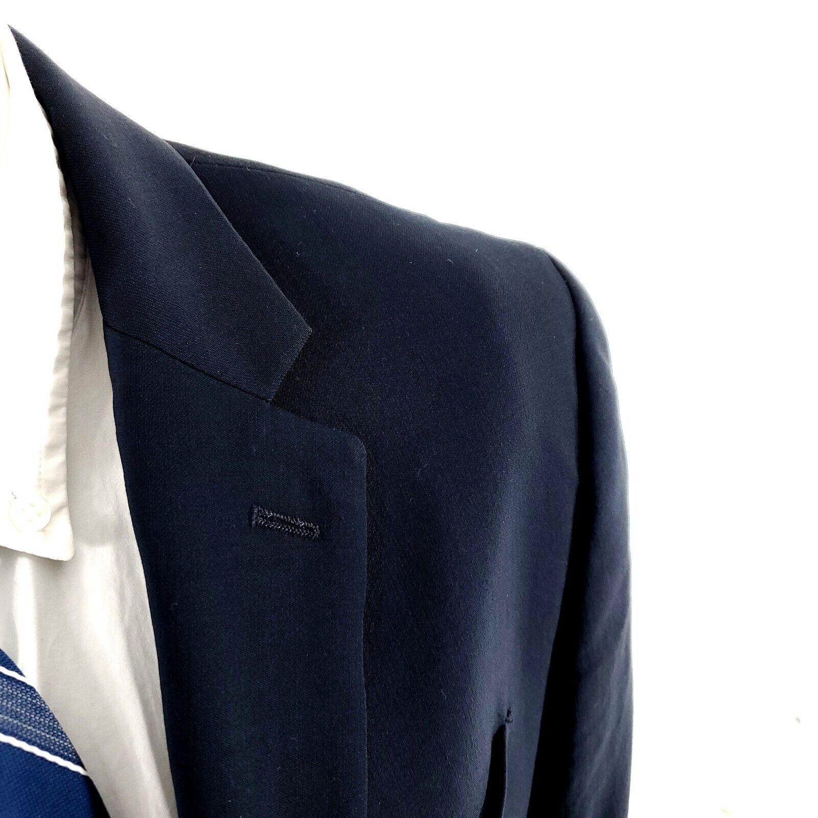 Banana Republic DAMAGED Banana Republic Wool 2 Button Blazer 40R Blue Lanifi Size 40R - 2 Thumbnail