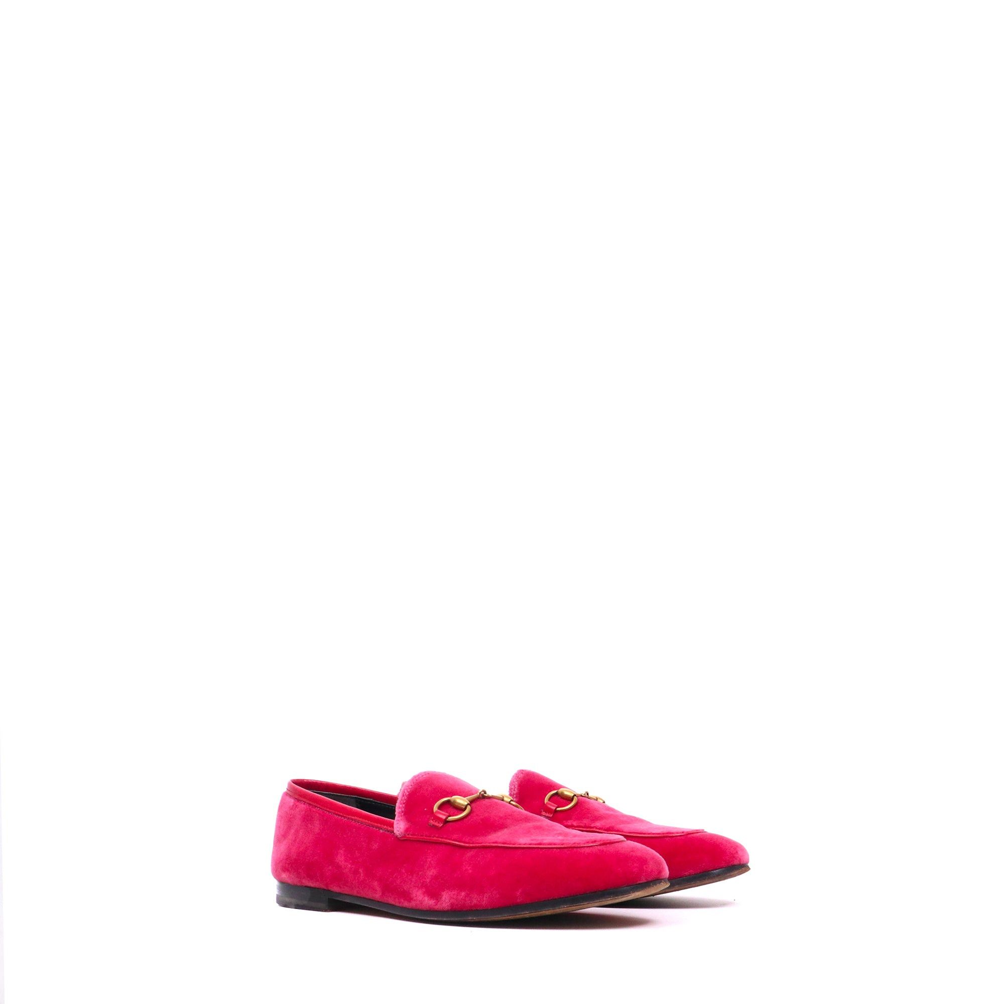 Gucci GUCCI - Jordaan Gucci loafers in fuchsia velvet (T37) Size US 6 / IT 36 - 1 Thumbnail