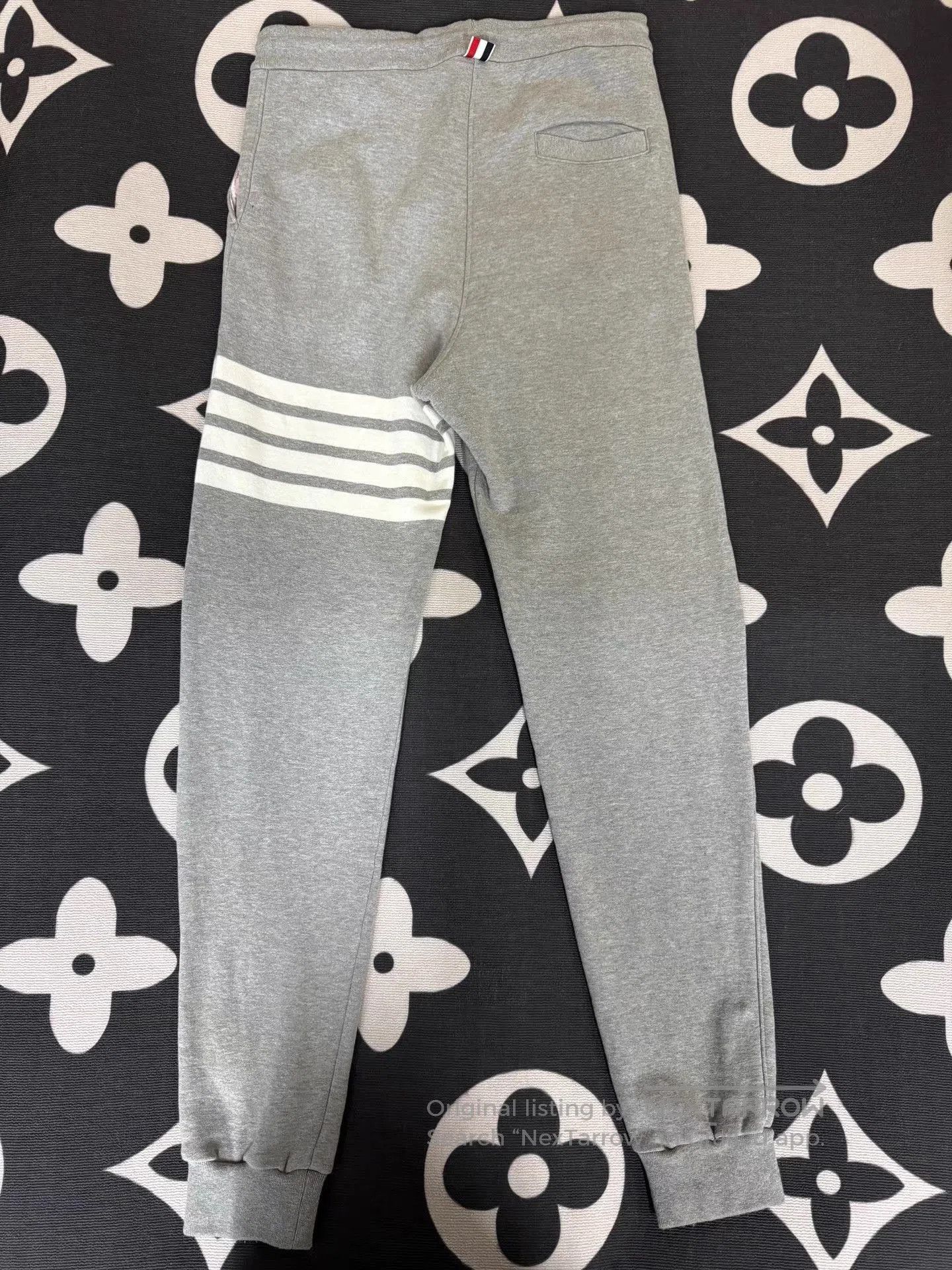 Thom Browne Gray Sweatpants with White Stripes, Size 34. Size US 34 / EU 50 - 3 Thumbnail