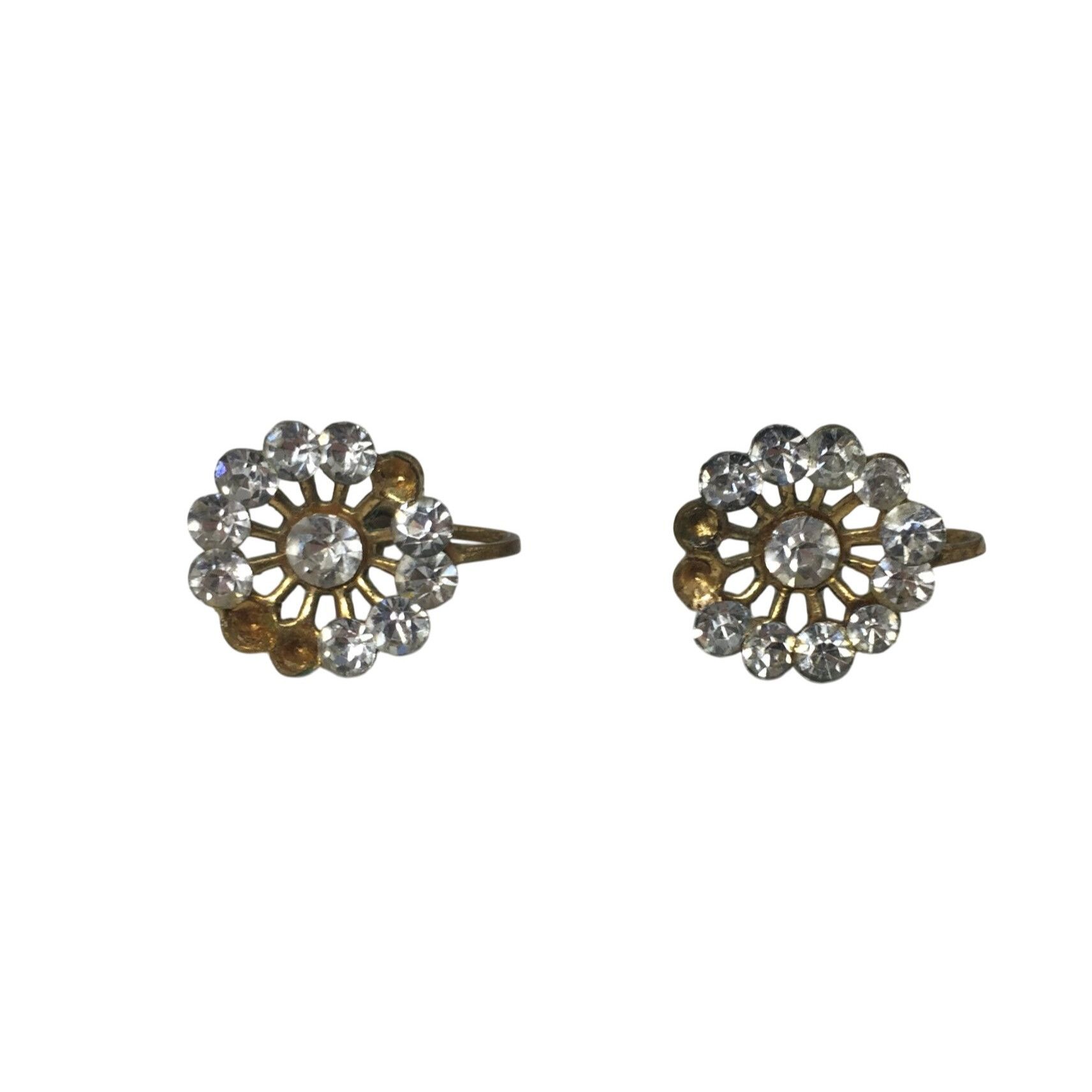 Other Women's Vintage Gold tone Screw Back Earrings with Rhineston Size ONE SIZE - 1 Thumbnail