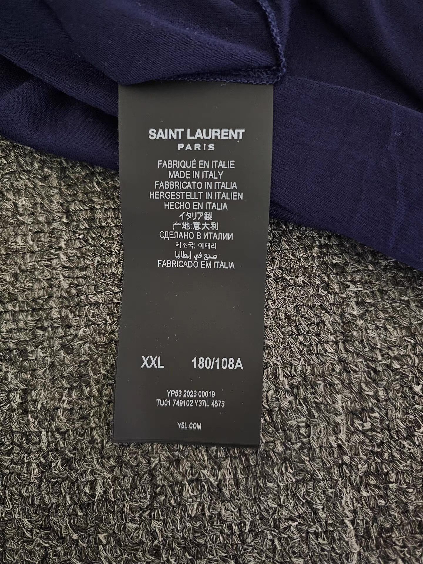 Saint Laurent Paris Saint Laurent SLP navy blue short-sleeve T-shirt, Size US XXL / EU 58 / 5 - 6 Thumbnail