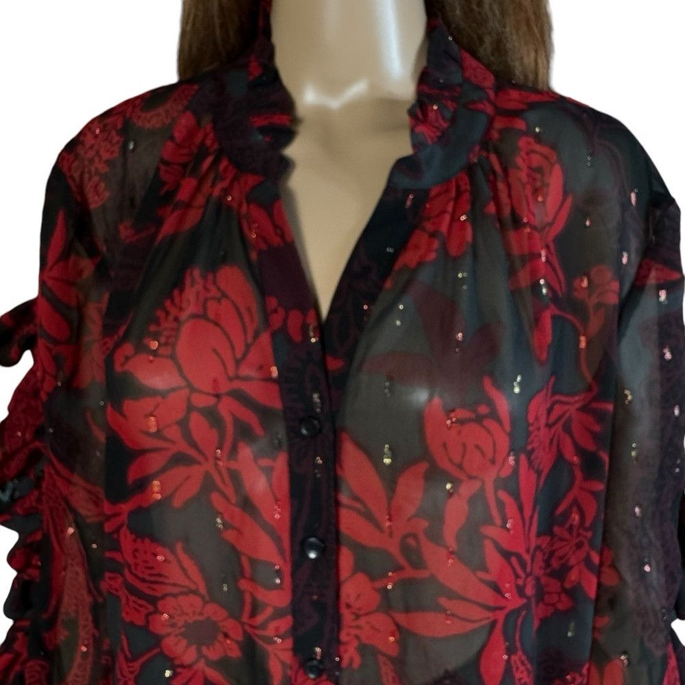 Chicos New Chico's Ruffle Detail Long Sleeve Chiffon Shirt Size 3 Size XL / US 12-14 / IT 48-50 - 9 Thumbnail