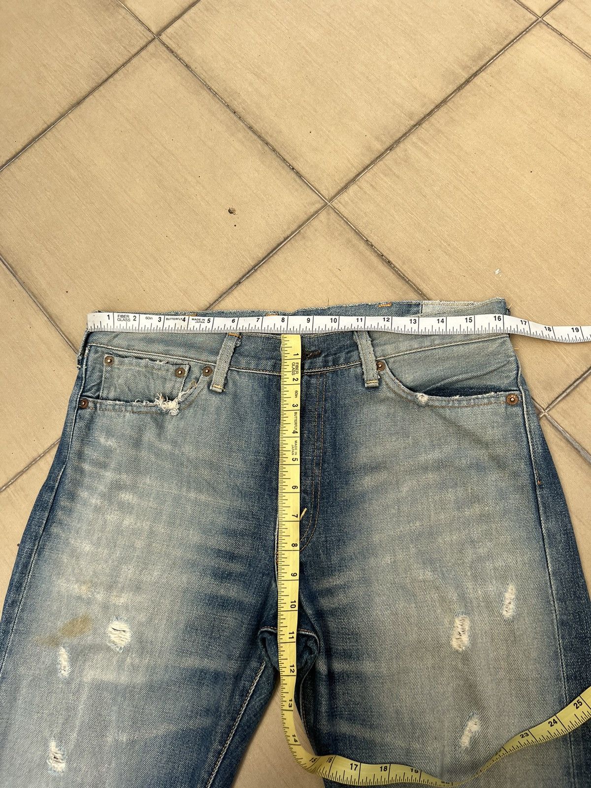 Levi's Vintage Clothing 2005 Levi’s E Rips Selvedge Denim Ripped Off Leg Jeans Size US 32 / EU 48 - 3 Thumbnail