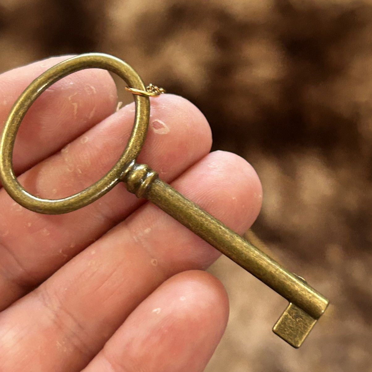 Handmade Handcrafted brass skeleton key pendant on chain necklace Size ONE SIZE - 6 Thumbnail
