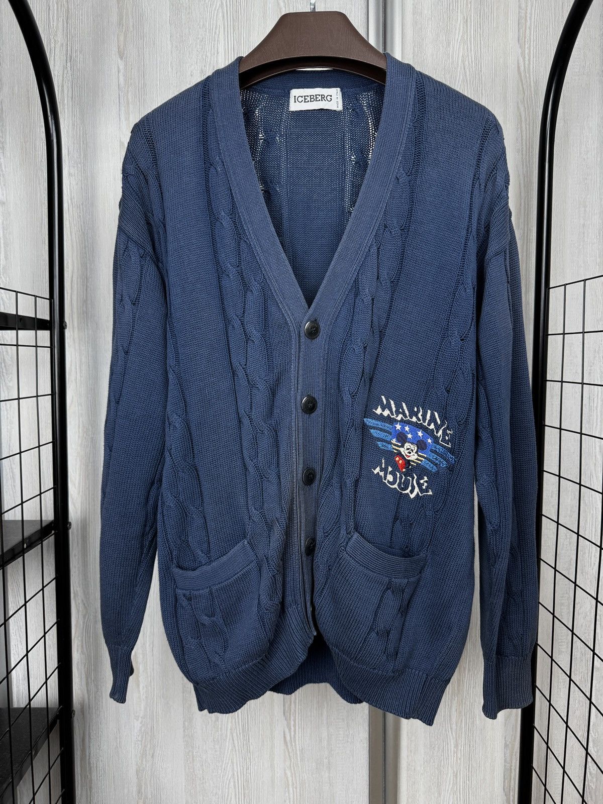 Iceberg ICEBERG Disney Mickey Marine Mouse Cotton faded Cardigan Size US L / EU 52-54 / 3 - 2 Thumbnail