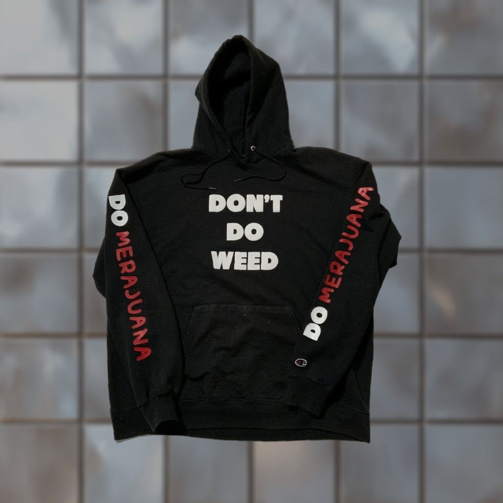Champion VINTAGE Champion X Merajuana Dont Do Weed Puff Print Black Sweatshirt Hoodie XL Mens Size US XL / EU 56 / 4 - 1 Thumbnail