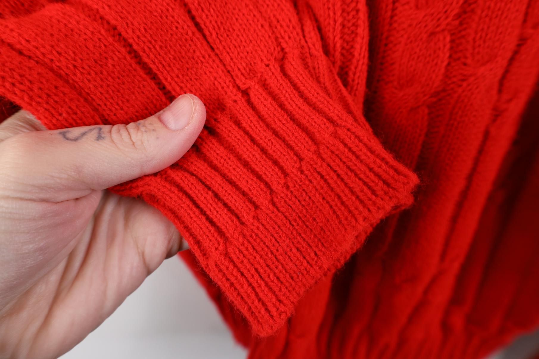 Vintage Vintage 70s Streetwear Cable Knit Crewneck Sweater Red USA Size US M / EU 48-50 / 2 - 6 Thumbnail