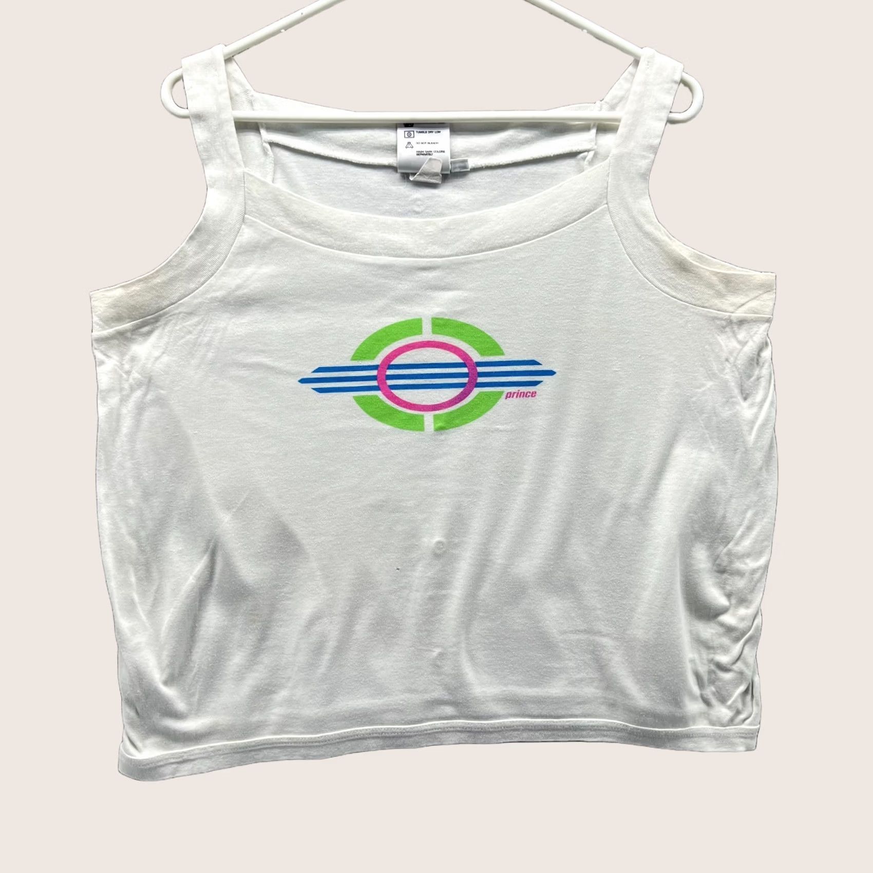 Prince Prince Tank Top Womens Large White 90s Sports Tennis Athletic Sleeveless Shirt Ladies L White Vintage: No Size L / US 10 / IT 46 - 1 Thumbnail