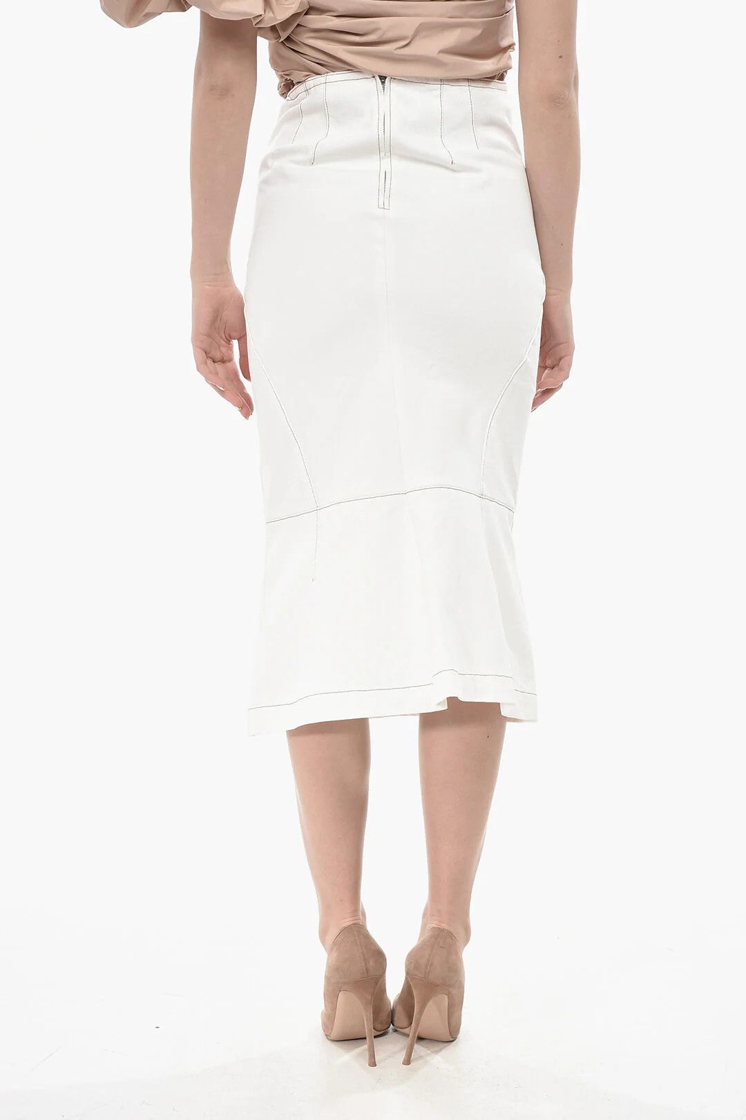Dries Van Noten og1mm0426 Denim Skirt in White Size 26" / US 2 / IT 38 - 2 Thumbnail