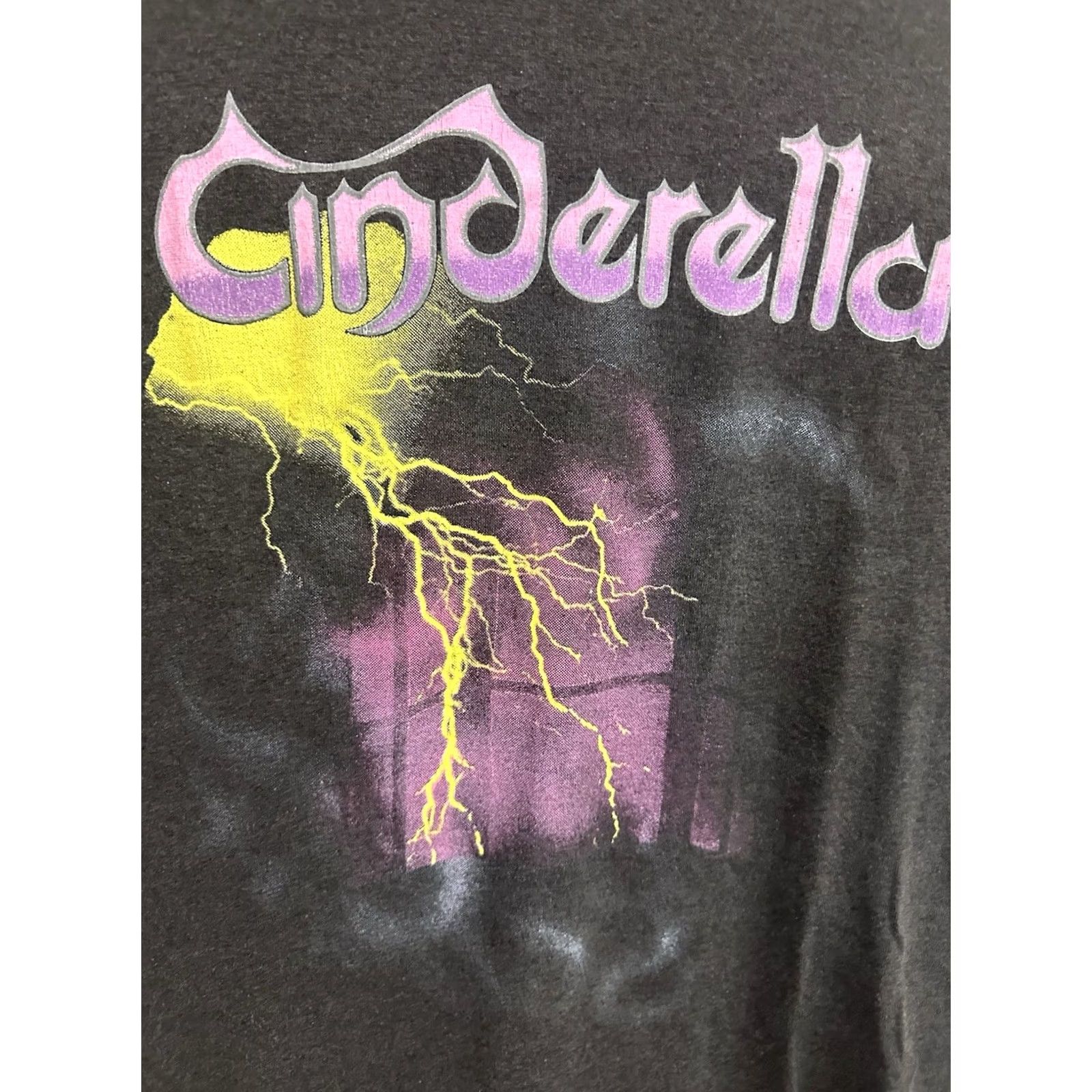 Vintage VTG 80s Cinderella Night Songs Faded Nite Band Concert Tour T-Shirt M USA Men Black Short Sleeve Shirt XS? Size US M / EU 48-50 / 2 - 4 Thumbnail