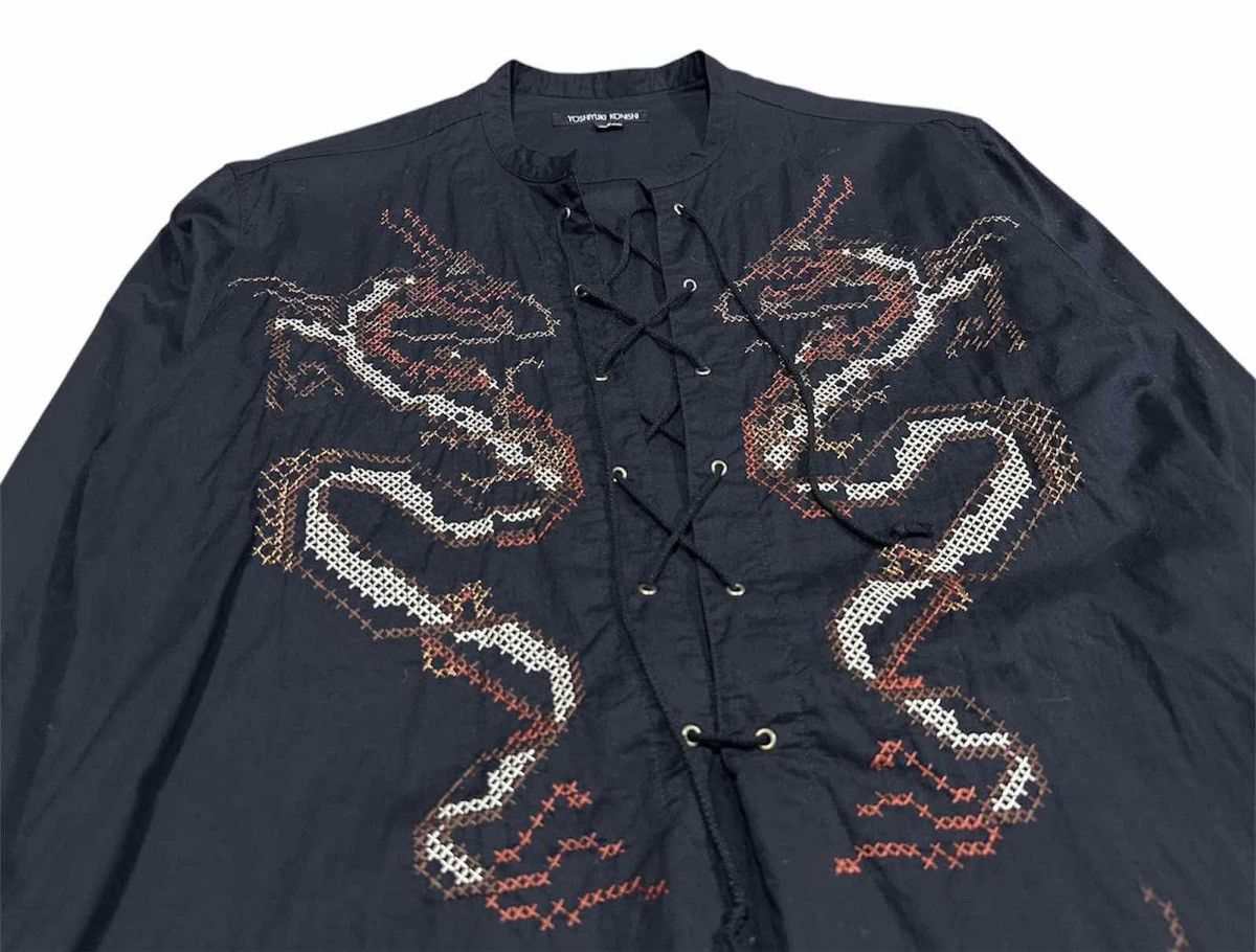 If Six Was Nine × Japanese Brand × Yoshiyuki Konishi 🔥Rare Archive Yoshiyuki Konishi Double Dragon Laces Up Shirt Size US M / EU 48-50 / 2 - 4 Thumbnail