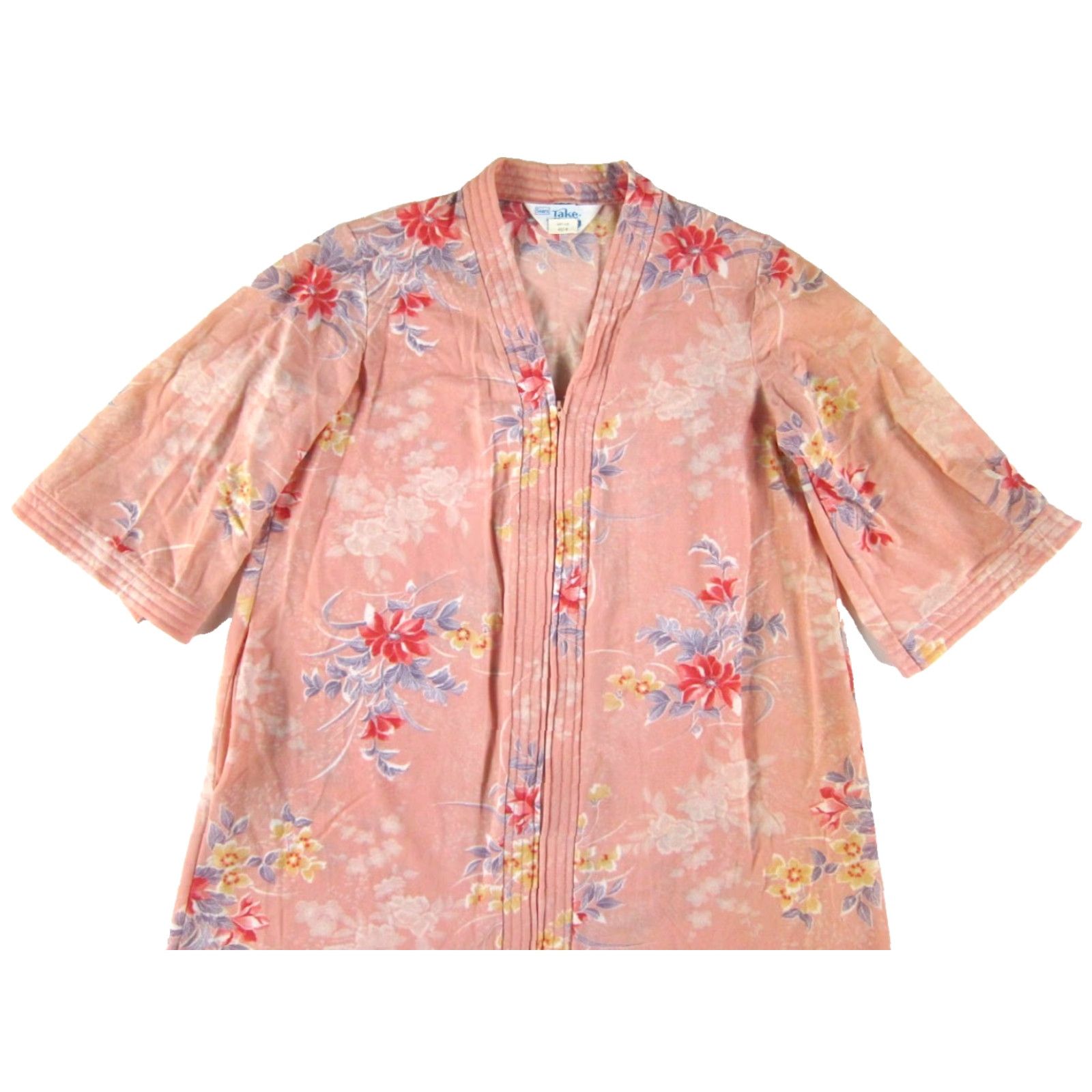 Sears VINTAGE Sears Take-Along Pink Orange Yellow Floral Full Zip Midi House Dress M Size M / US 6-8 / IT 42-44 - 5 Thumbnail