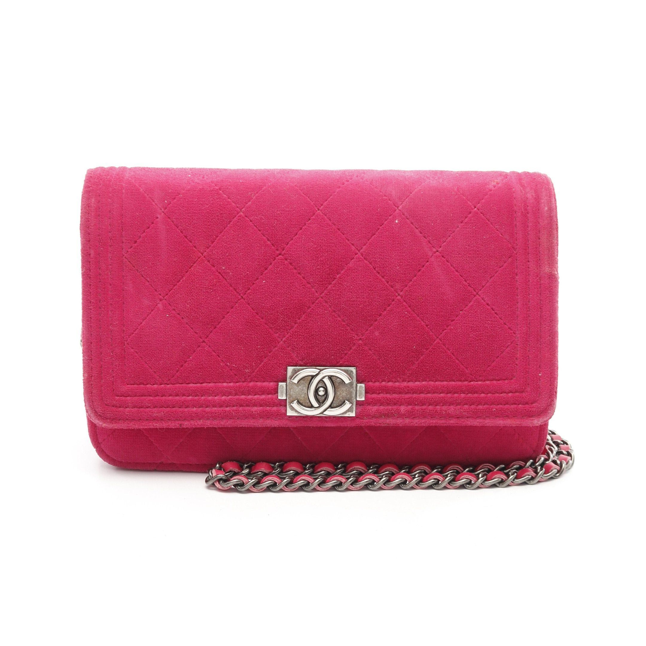 Chanel Chanel Boy Chanel Matelasse Chain Wallet Velor Lambskin Pink Purple Silver Hardware Size ONE SIZE - 1 Thumbnail
