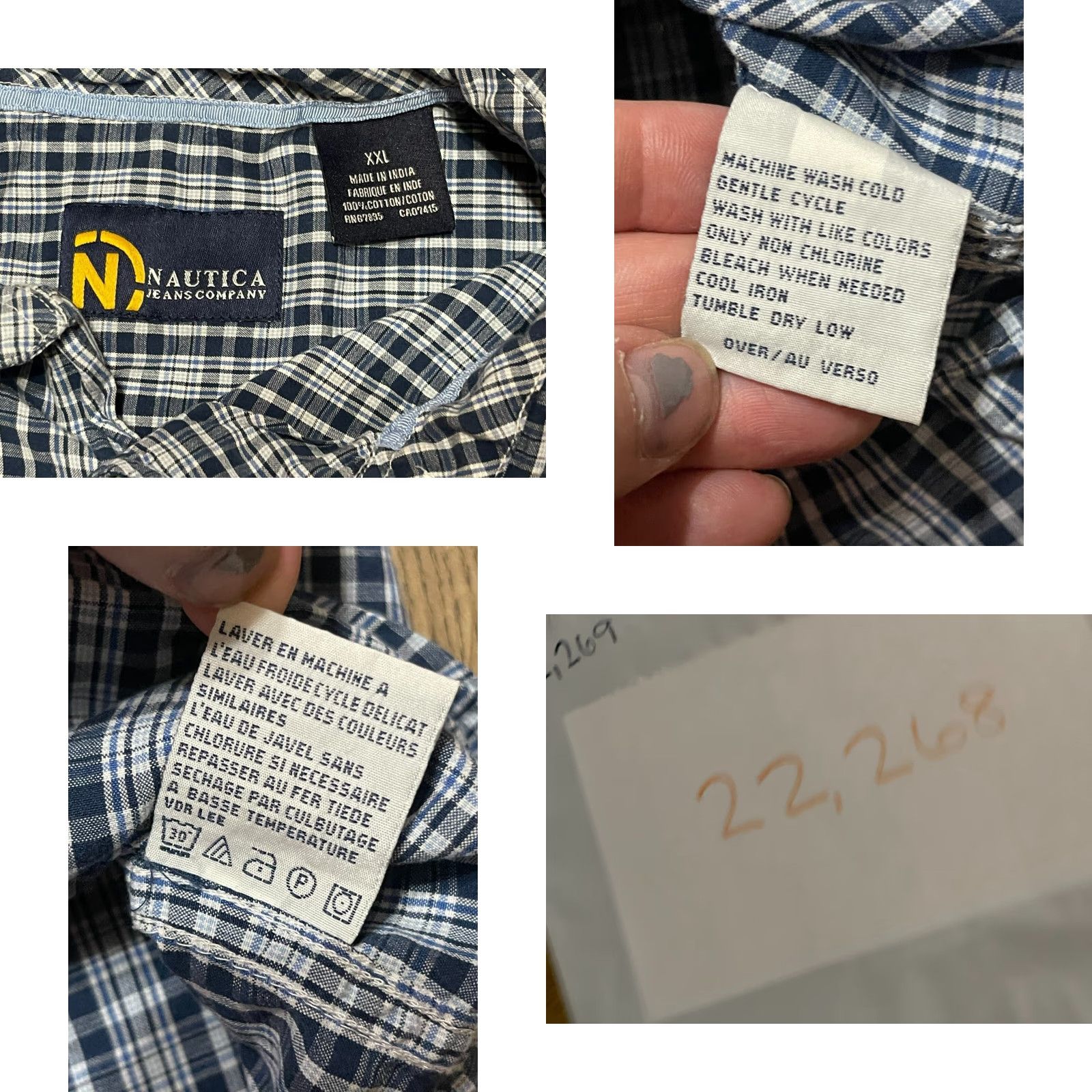 Nautica Nautica Shirt Men XXL Blue White Plaid Button Up Short Sleeve Size US XXL / EU 58 / 5 - 8 Thumbnail