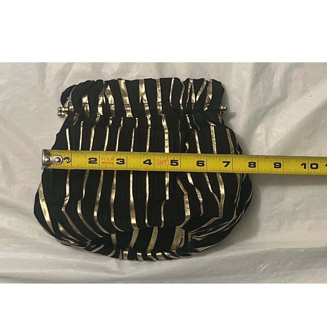 Other Black and Gold Fabric Evening Bag Crossbody Shoulder Purse Size ONE SIZE - 10 Thumbnail