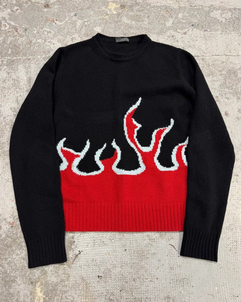 AW2018 Prada Black Red Fire Sweater