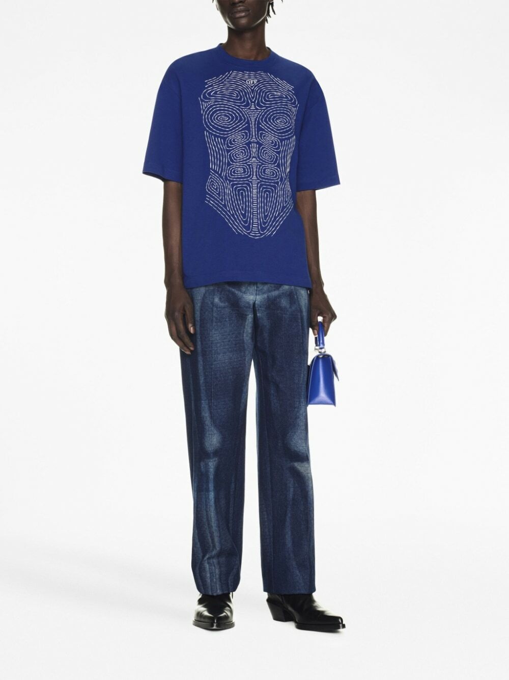 Off-White o1y0325 Logo Crewneck T-Shirt in Blue Size US XXL / EU 58 / 5 - 3 Thumbnail