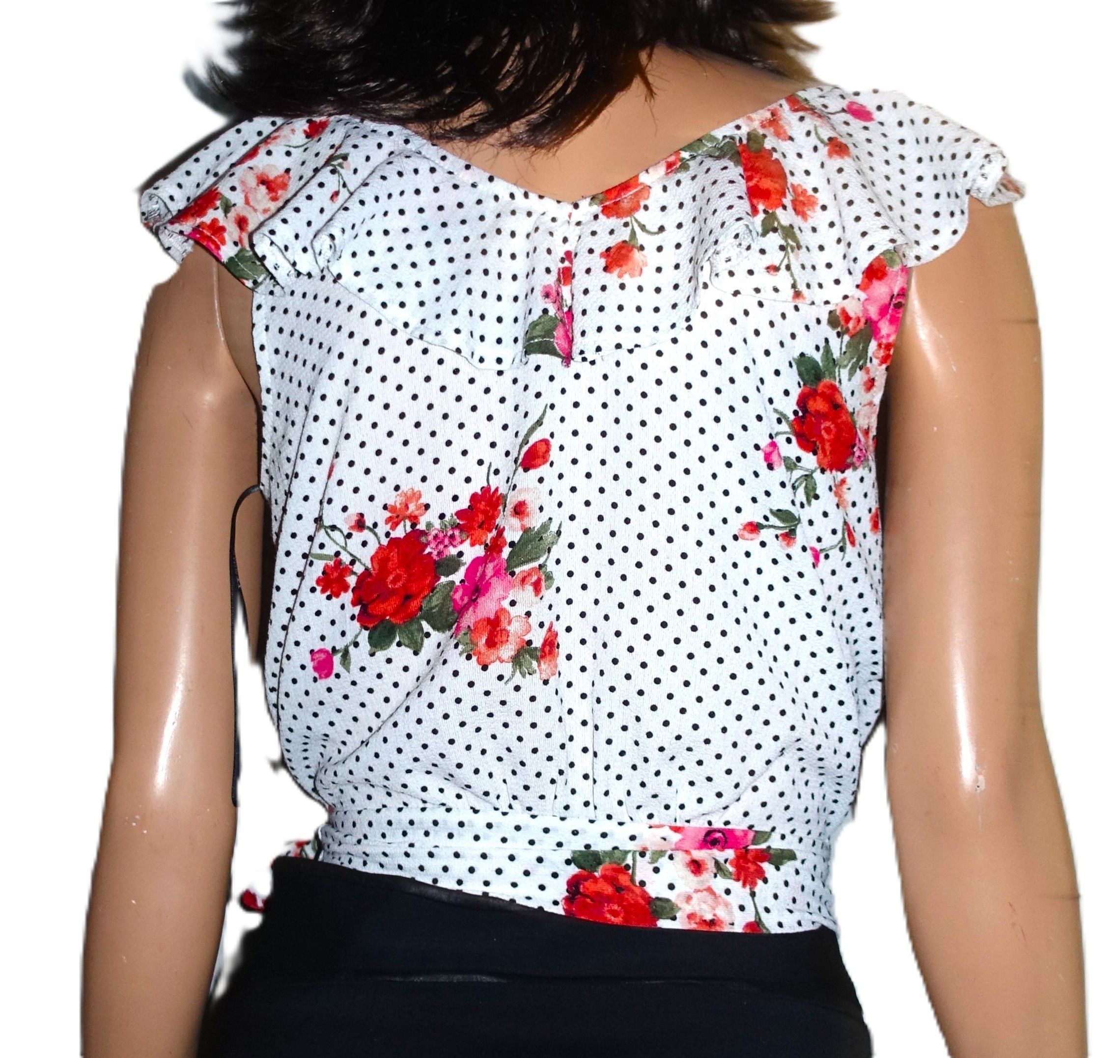 Other Joe & Elle Polka Dot Floral Wrap Blouse M Size M / US 6-8 / IT 42-44 - 5 Thumbnail