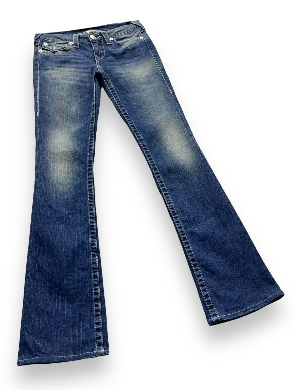 Swarovski 🔥VTG TRUE RELIGION BECKY x SWAROVSKI GEMSTONE Stretch FLARE Size 28" / US 6 / IT 42 - 9 Thumbnail