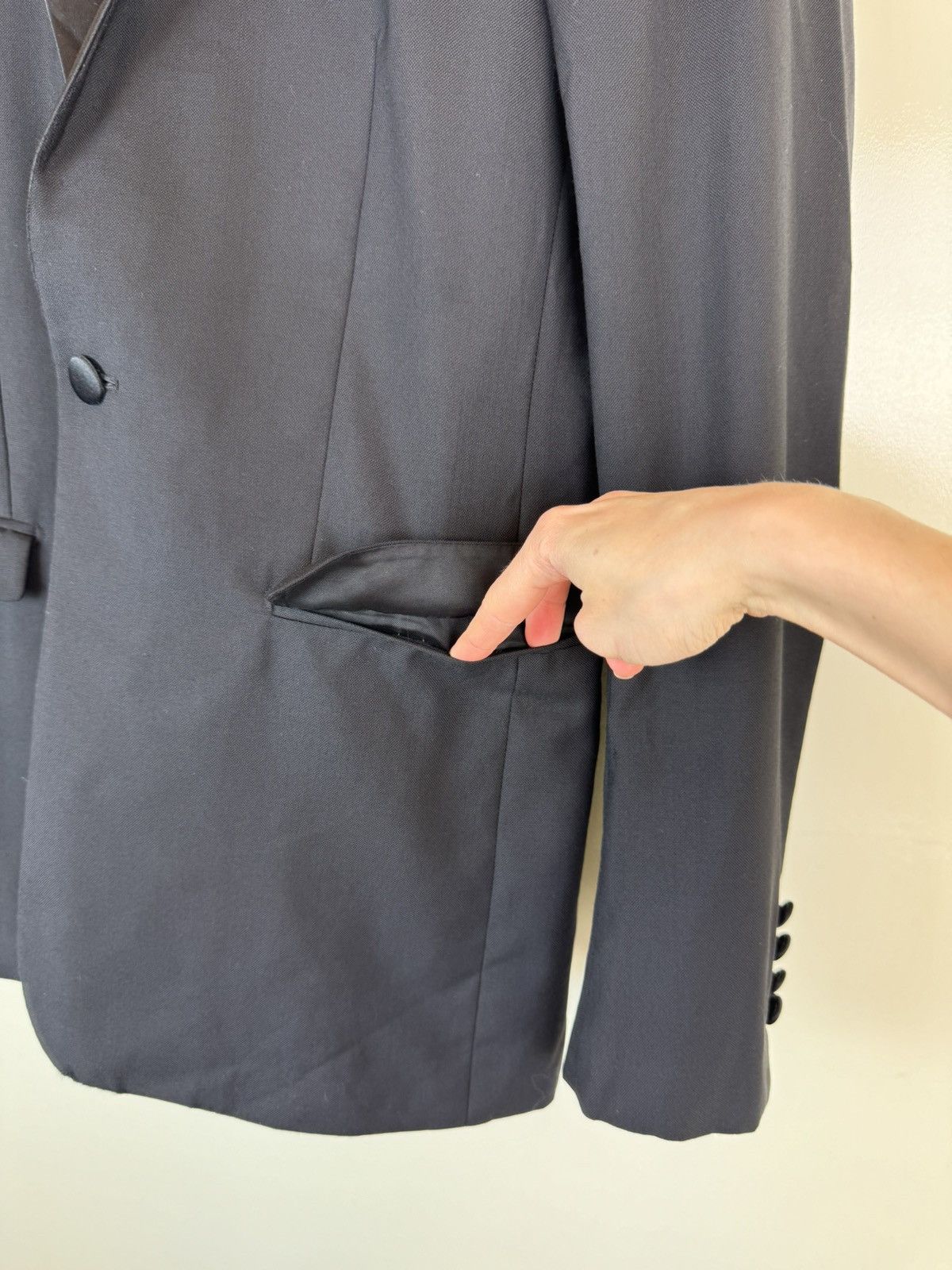 Dior Dior unisex black wool blazer tuxedo jacket one button IT46 Size 46R - 12 Thumbnail