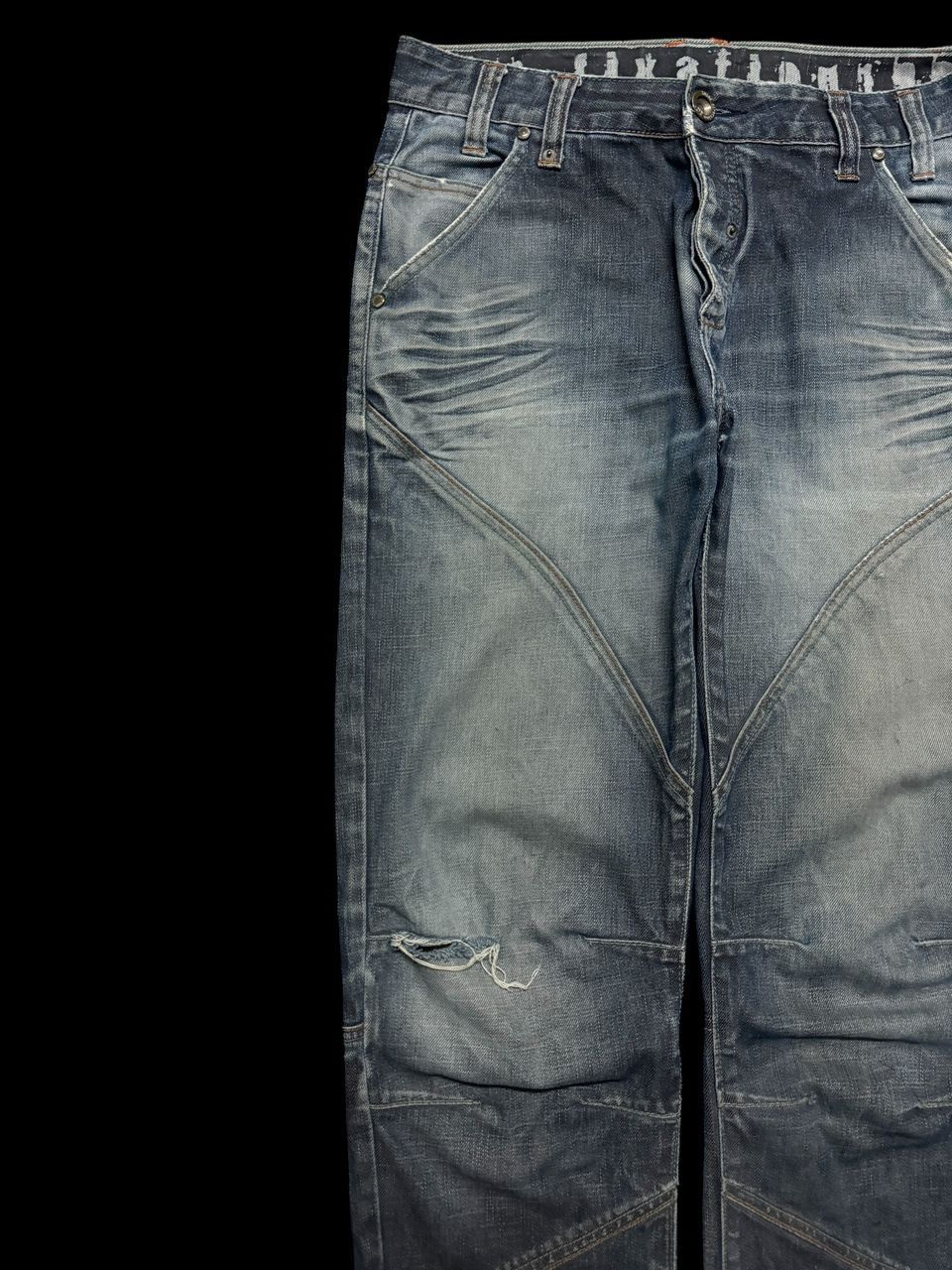 Rusty THRASHED Shine Denim Construction Rusty Blue Distressed Jean Size US 32 / EU 48 - 5 Thumbnail
