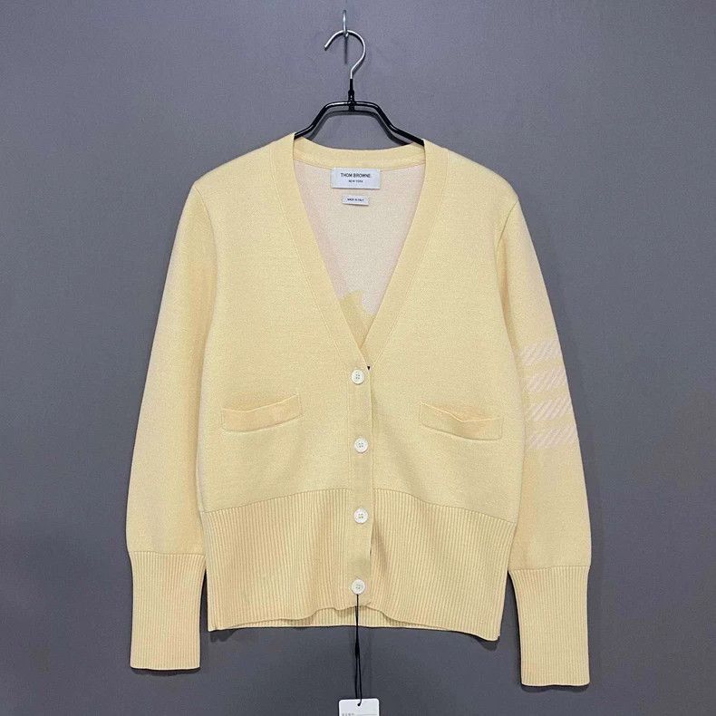 Thom Browne Thom Browne Light yellow dolphin four-bar cardigan jacket 2 Size S / US 4 / IT 40 - 1 Thumbnail
