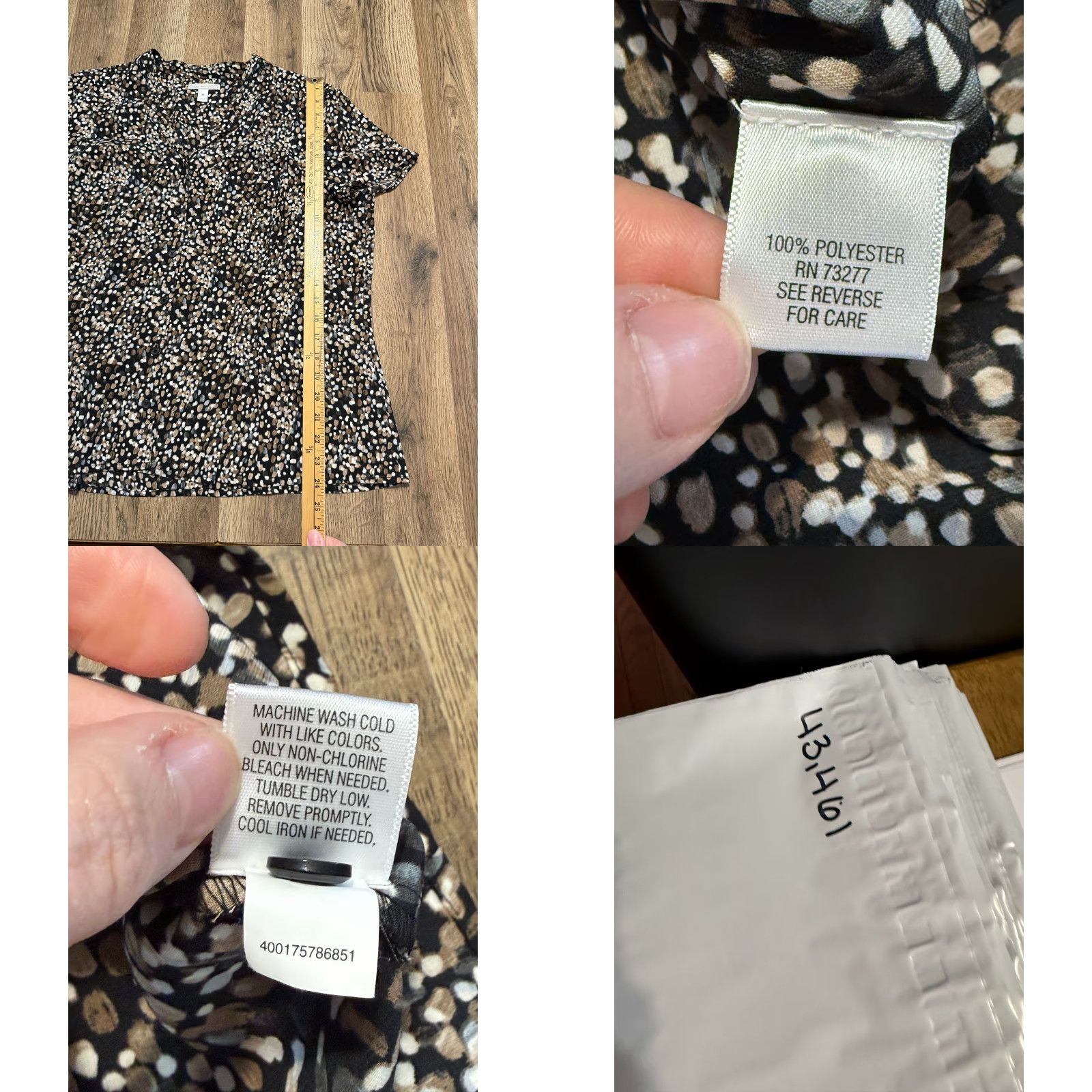Vintage VINTAGE Dana Buchmann Shirt Women's XL Brown White Black Allover Print Button Up Size XL / US 12-14 / IT 48-50 - 8 Thumbnail