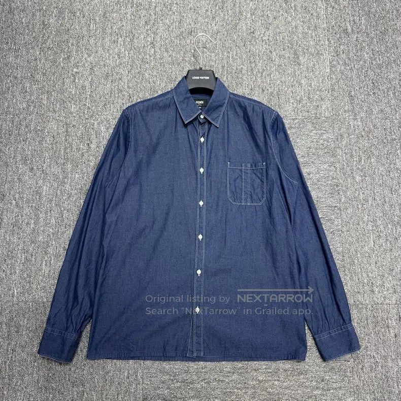 Fendi Fendi size 39 Solid Color Long Sleeve Shirt Size US XXS / EU 40 - 1 Thumbnail