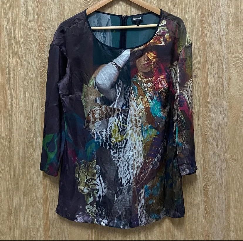 Just Cavalli × Vintage Justcavalli Overprint Shirt Size L / US 10 / IT 46 - 1 Thumbnail