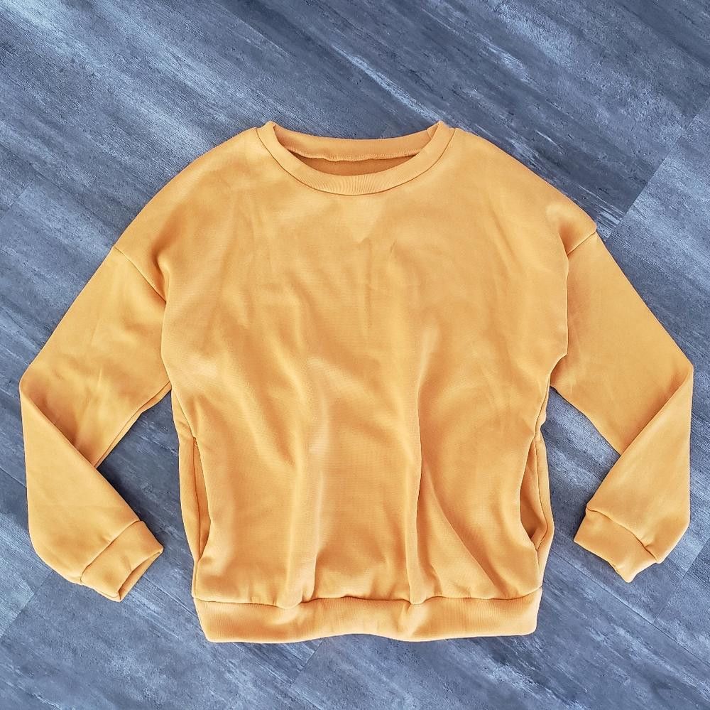 Shein Mustard Basic Sweatshirt Long Sleeve Size 28" / US 6 / IT 42 - 1 Thumbnail