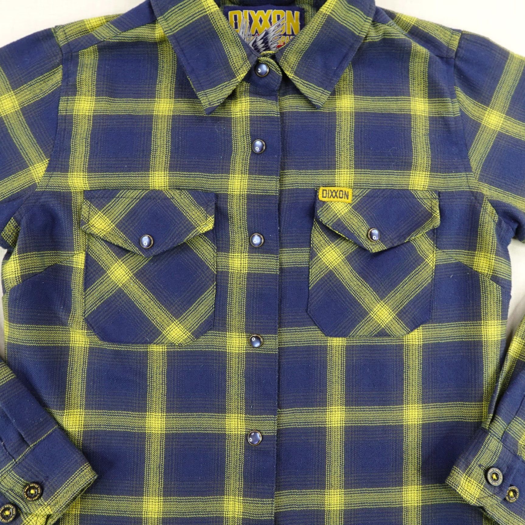 Vintage Dixxon Flannel Shirt Womens Small Blue Yellow Plaid Aim High Pearl Snap Western Shirt Womens Small Blue Yellow Plaid Cowboy Western Size S / US 4 / IT 40 - 3 Thumbnail