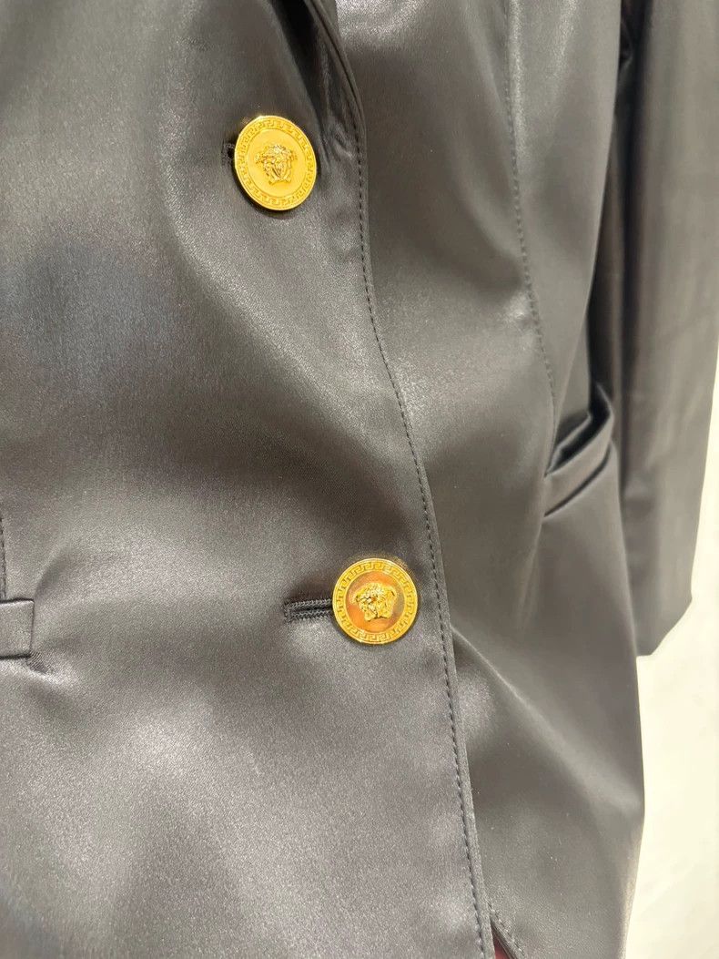Versace Versace Black leather coat Size 3XL / US 20-22 - 3 Thumbnail