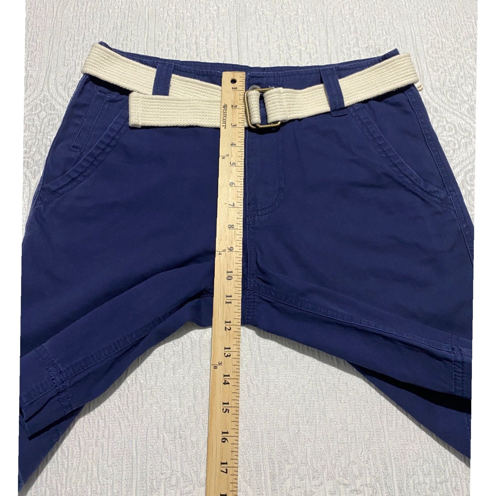 Mossimo Mossimo Supply Co. Mens Blue Shorts Chino Casual Belted 30 in Cotton Classic Flat Front Pockets Summer Navy Size US 30 / EU 46 - 7 Thumbnail