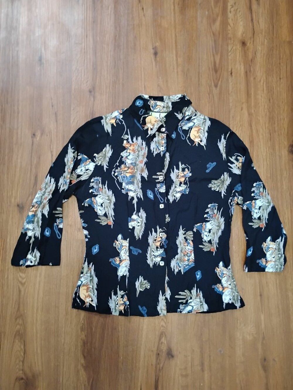 Other Vintage Loco Lindo Cowboy Wild West Wagon Horses Shirt Size M / US 6-8 / IT 42-44 - 2 Thumbnail