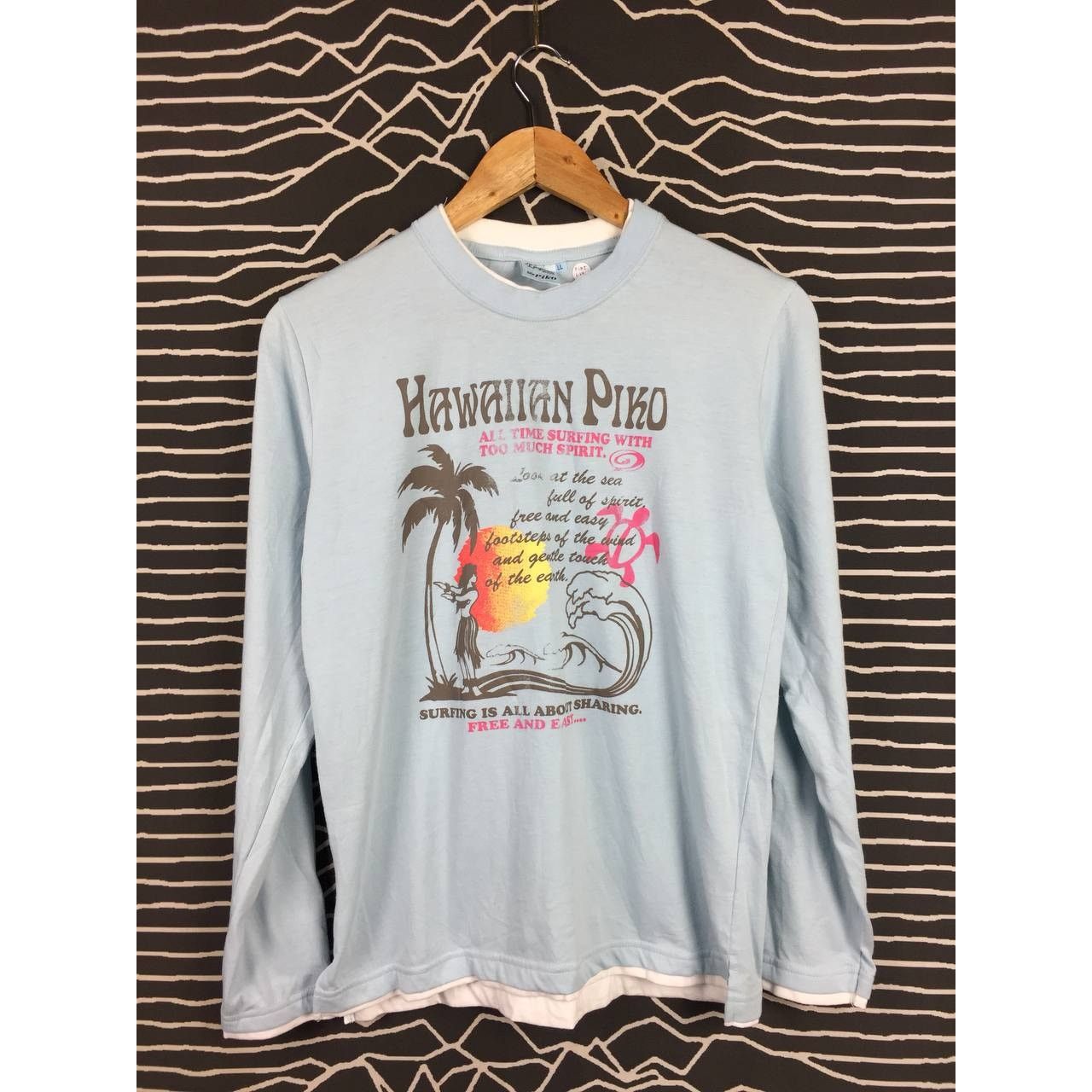 Vintage Piko Hawaiian Longboard Wear Longsleeve Tee Youth LL Size US S / EU 44-46 / 1 - 1 Thumbnail