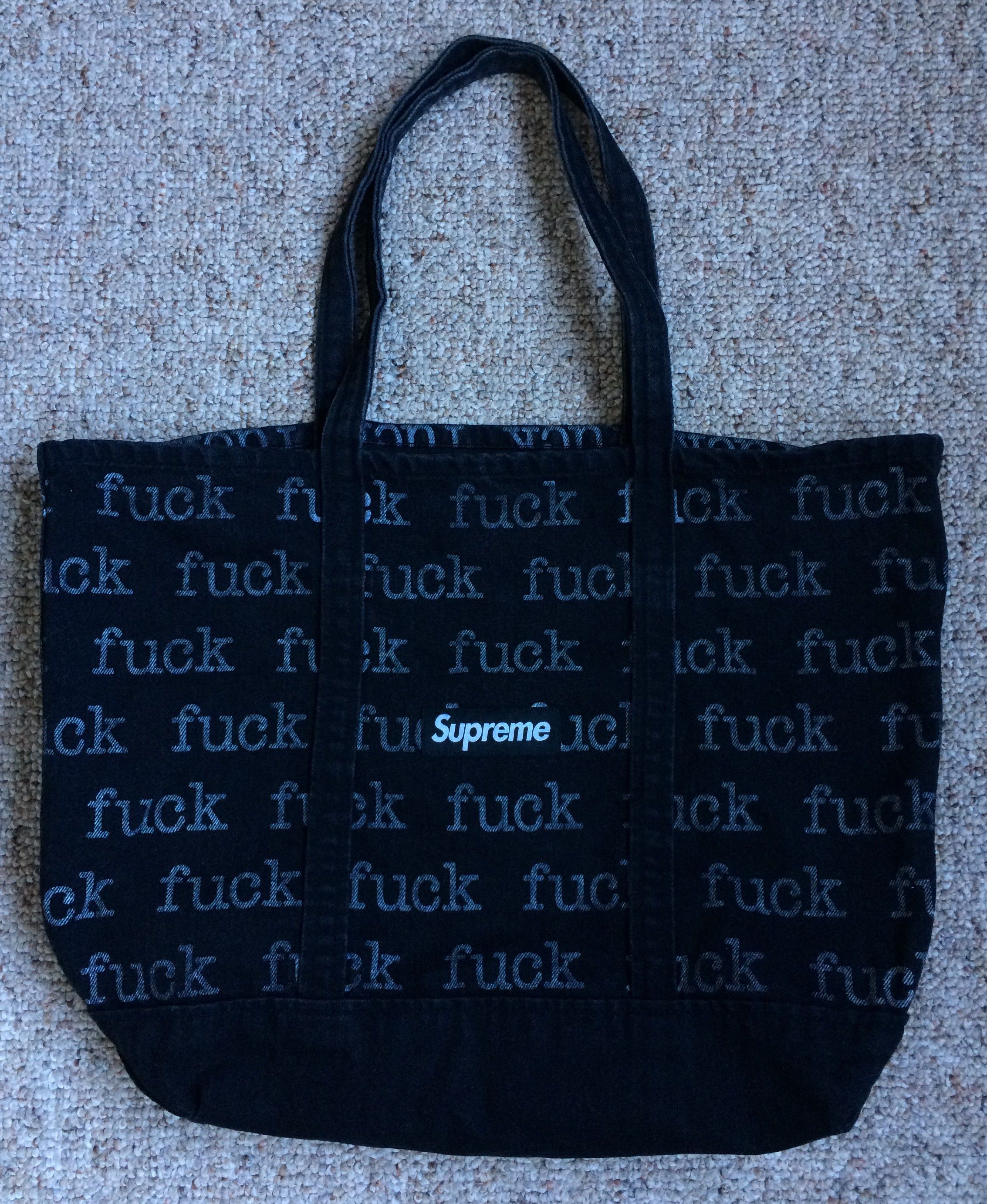 希少 Supreme 2013 FUCK デニム トート ブラック Boxロゴ Supreme Supreme SS13 Fuck Tote Denim Bag Black | Grailed