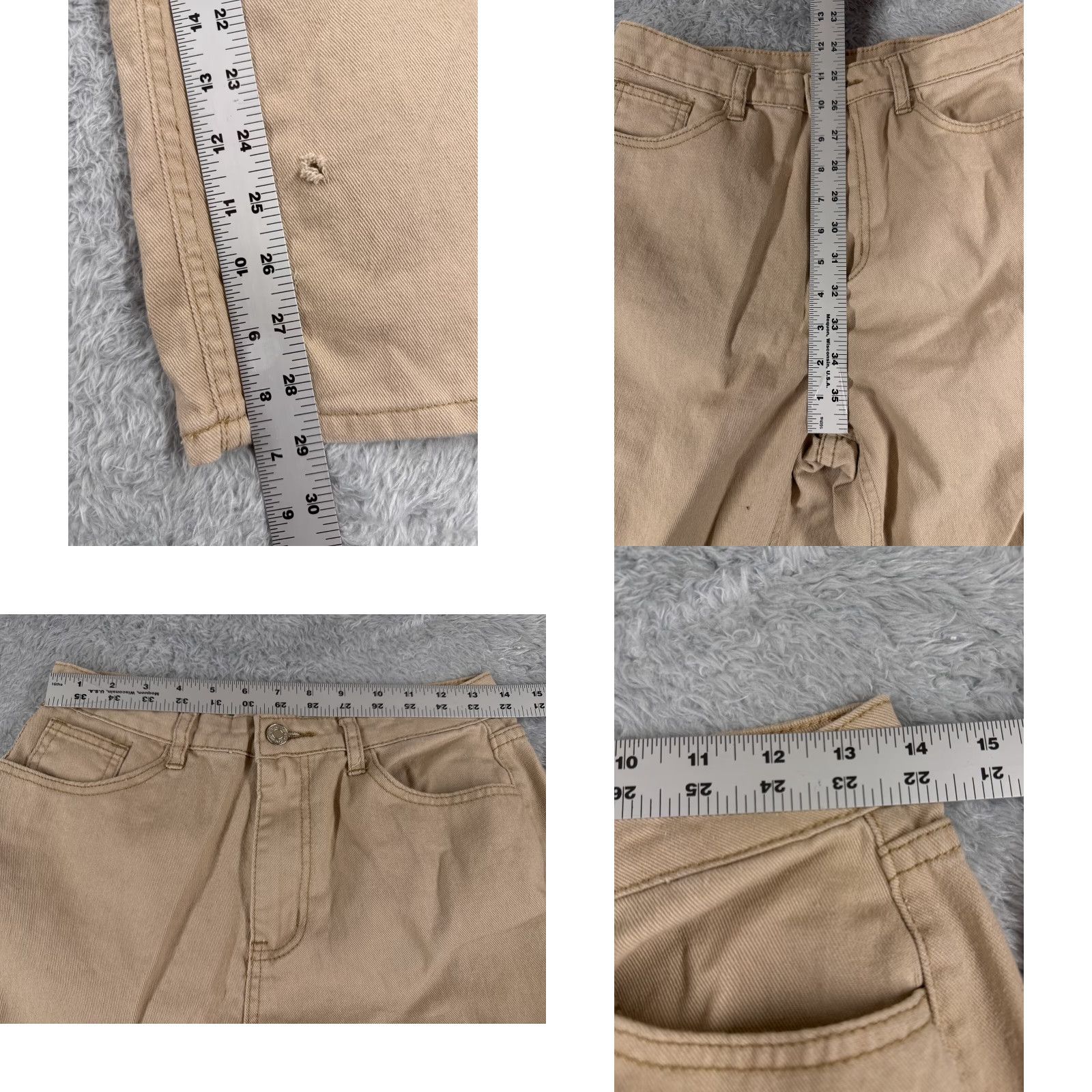 Shein Shein Jeans Womens 6 Beige Denim Wide-Leg Cotton Distressed High Rise 26x29 Regular 5-Pocket Zipper Button USA Style Womens Size 28" / US 6 / IT 42 - 8 Thumbnail