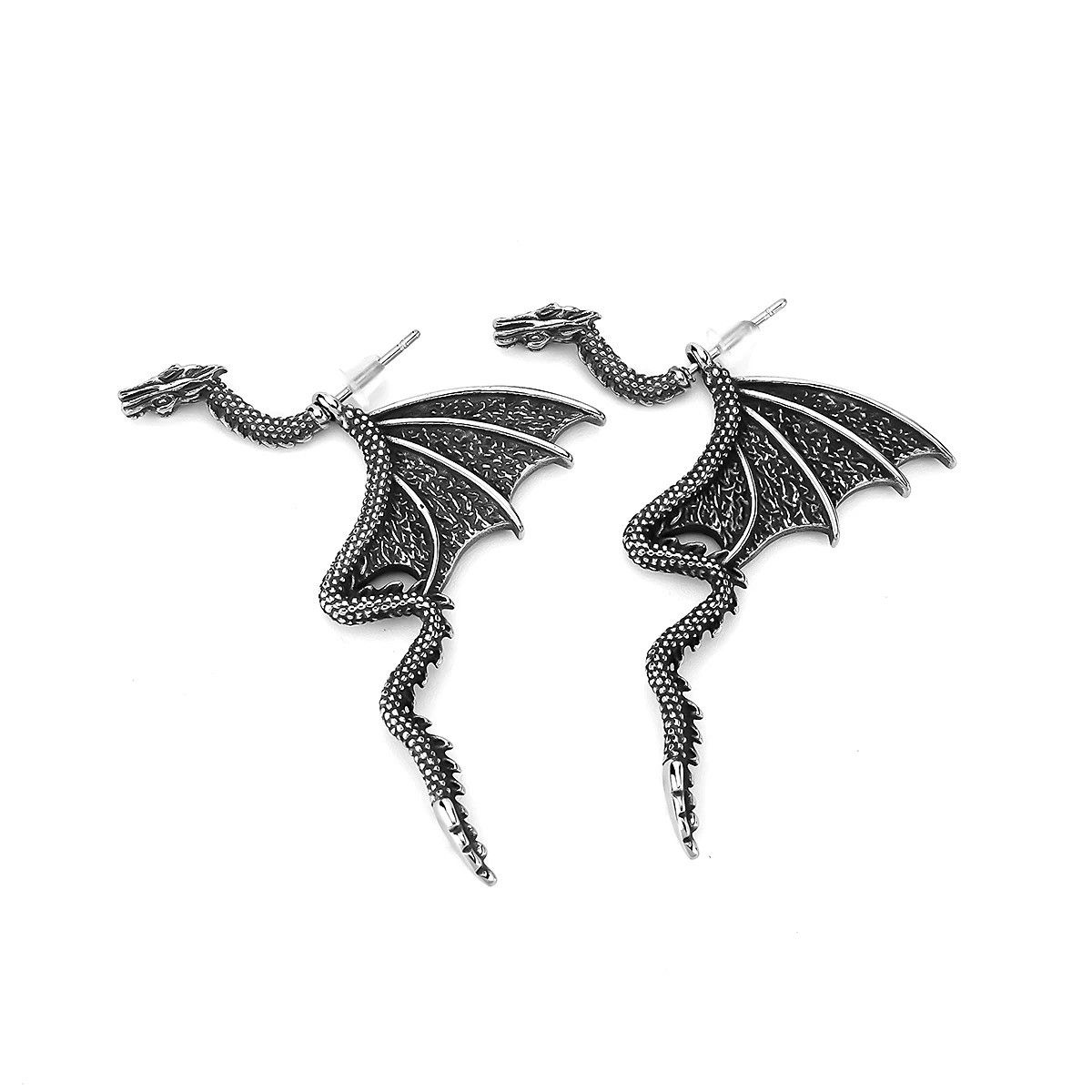 Jewelry Dragon Drop Earrings Charms Stainless Earring Gift Size ONE SIZE - 4 Thumbnail