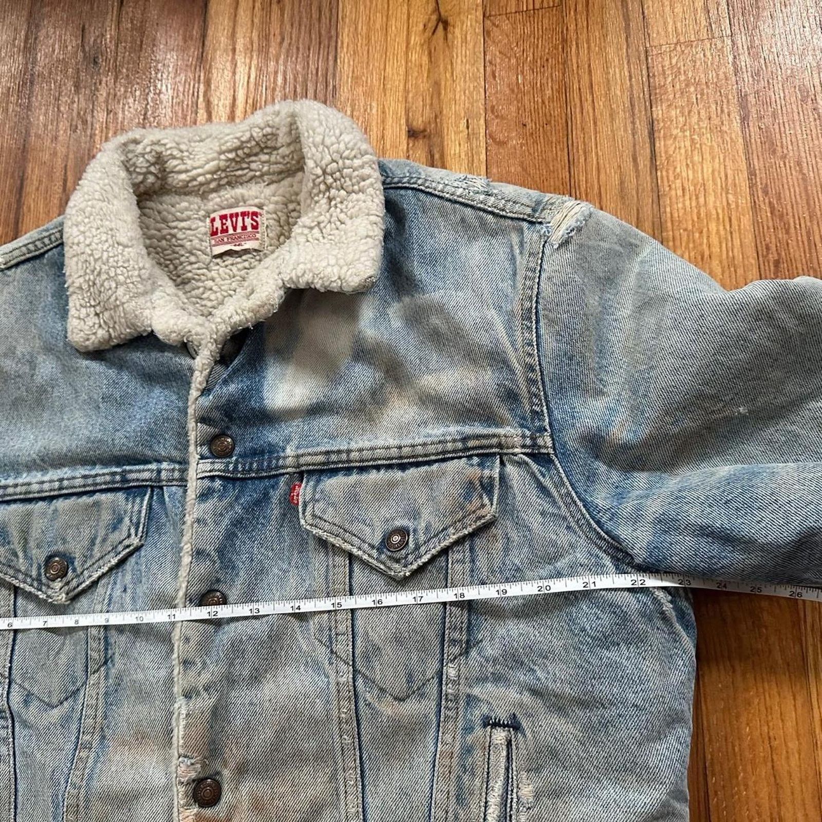 Levi's × Vintage Levis Distressed Sherpa Denim Button Up Jacket Grunge L Size US L / EU 52-54 / 3 - 7 Thumbnail