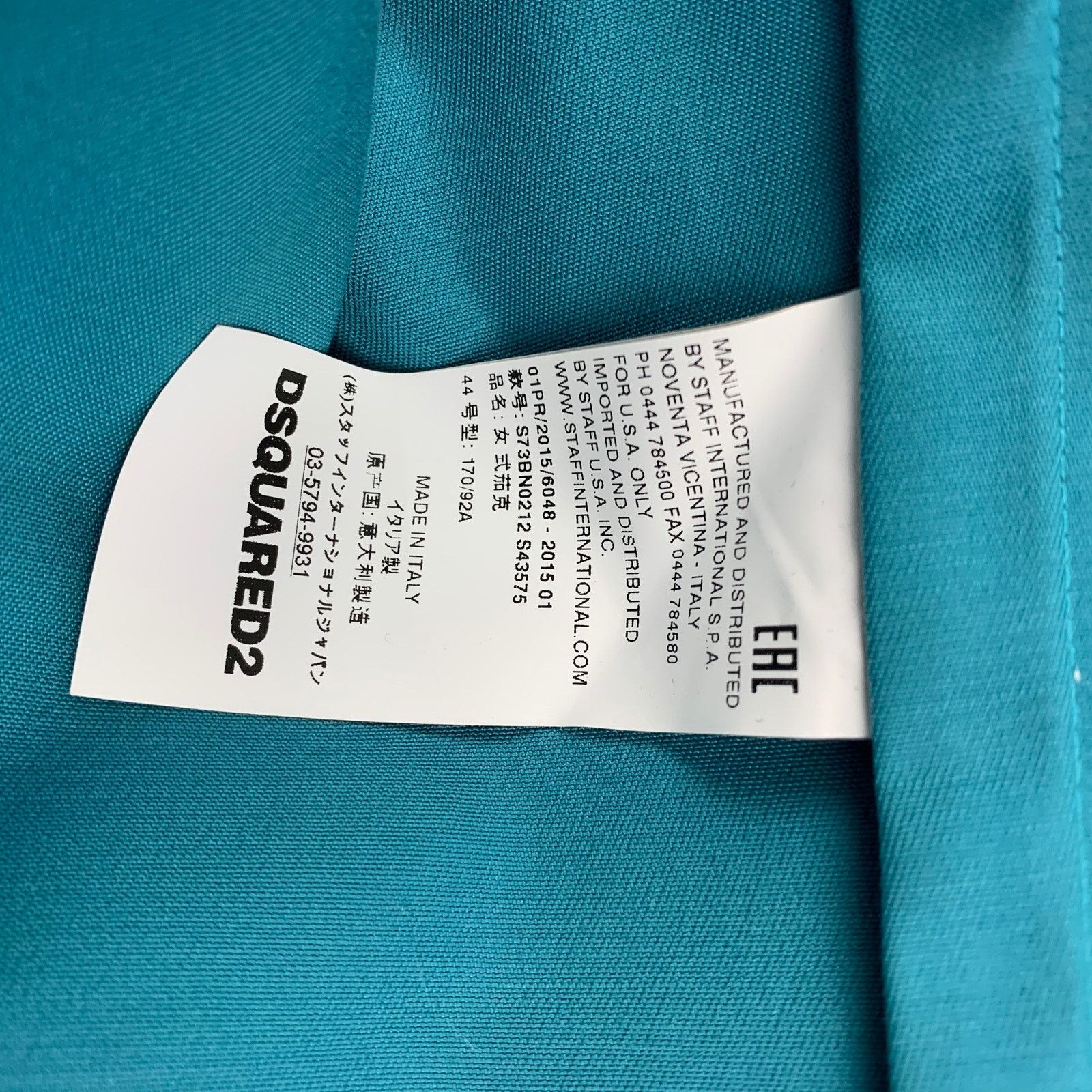 Dsquared2 DSQUARED2 Size 8 Teal Cotton Jacket Blazer Size M / US 6-8 / IT 42-44 - 5 Thumbnail